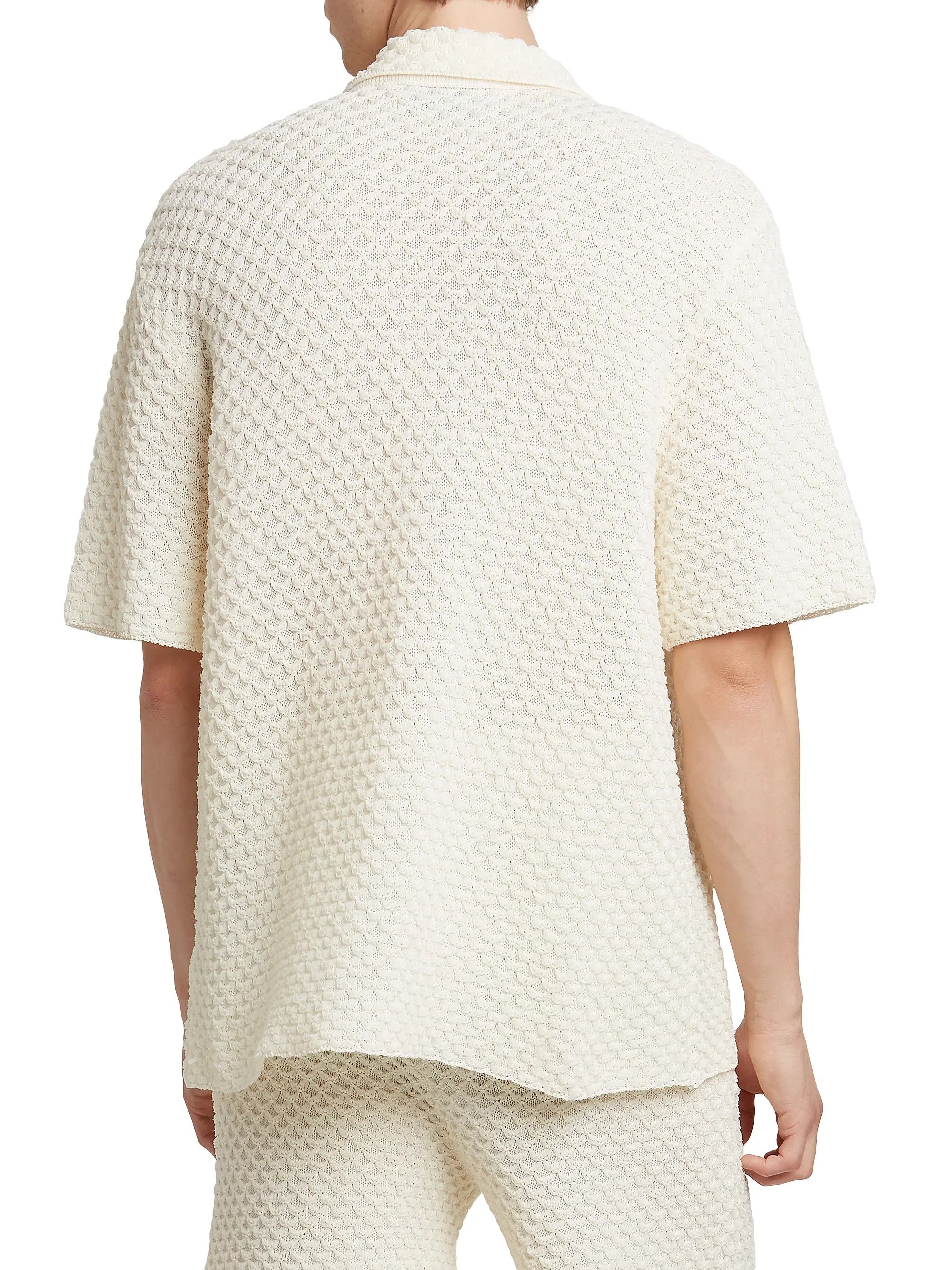 Casablanca os11x0725 Summer Textured-Knit Shirt in White Size US XL / EU 56 / 4 - 4 Thumbnail