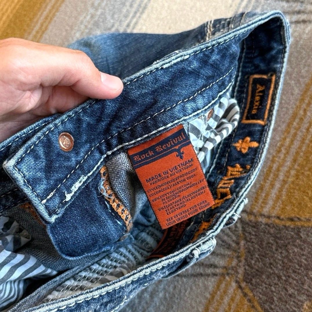 Vintage Rock Revival Alexia Capri Jeans Women's Size 27 Blue Wash Denim Low Stretch Flaps Regular Size 27" / US 4 / IT 40 - 4 Thumbnail