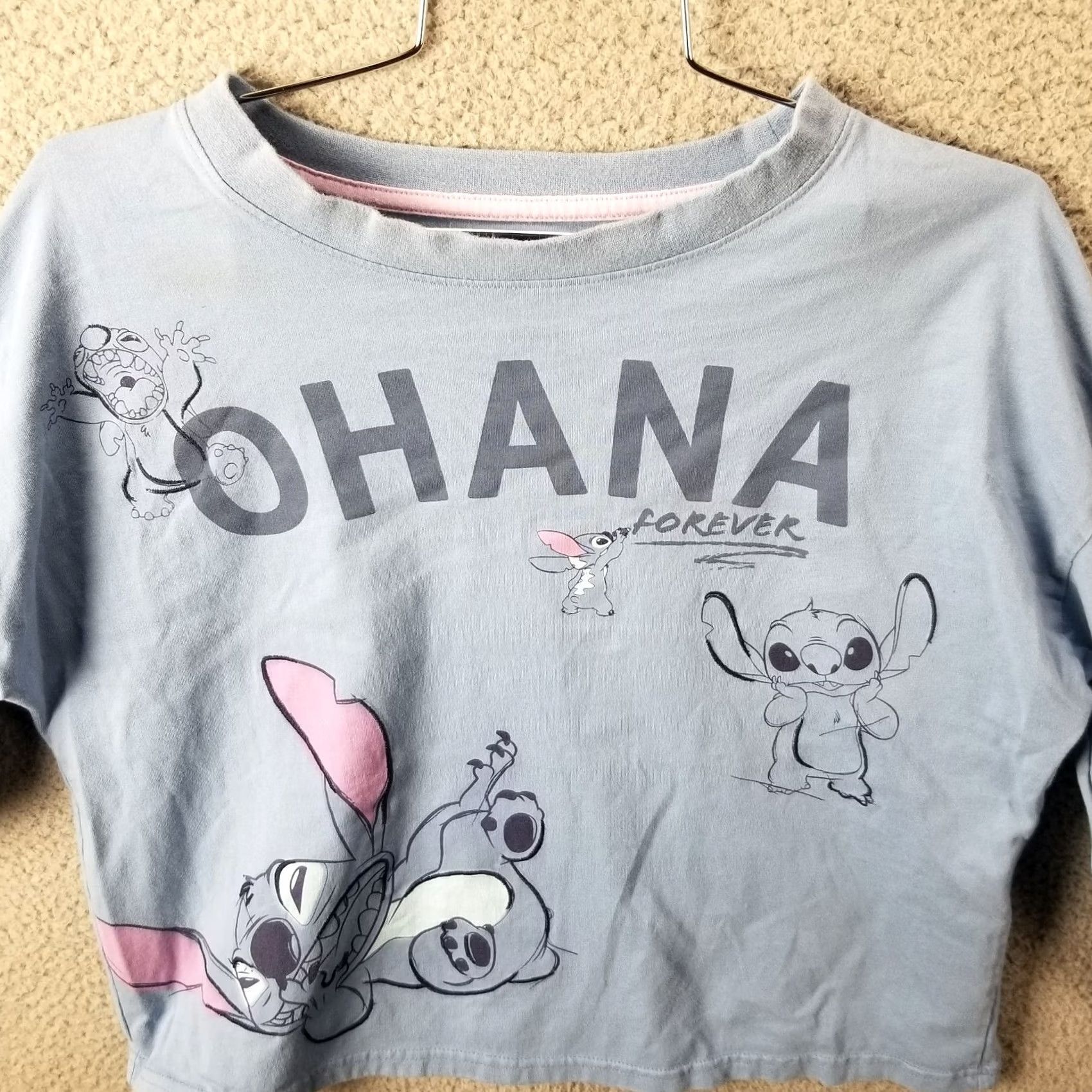 Disney Disney Lilo & Stitch Sweater Shirt Women Small Ohana Forever All Over Graphic Crew Neck Cotton Blend T‑Shirt Blue Ohana Womens S Disney Size S / US 4 / IT 40 - 2 Thumbnail
