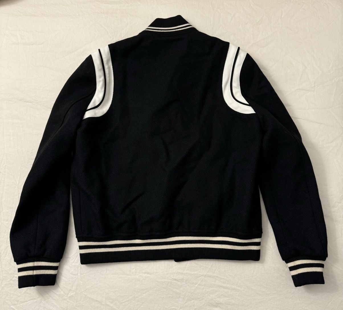 Saint Laurent Paris 🔥Brand New🔥Teddy Leather-Trimmed Wool Bomber Jacket Size US M / EU 48-50 / 2 - 8 Thumbnail