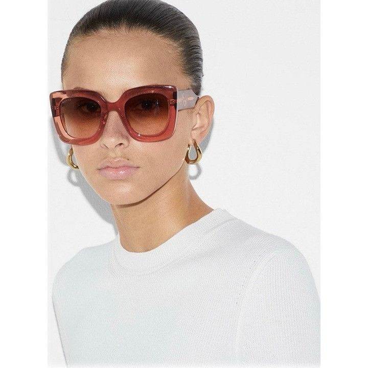 Gucci Gucci GG1556S 004 Sunglasses Shiny Brown Square Frame, Brown Size ONE SIZE - 3 Thumbnail