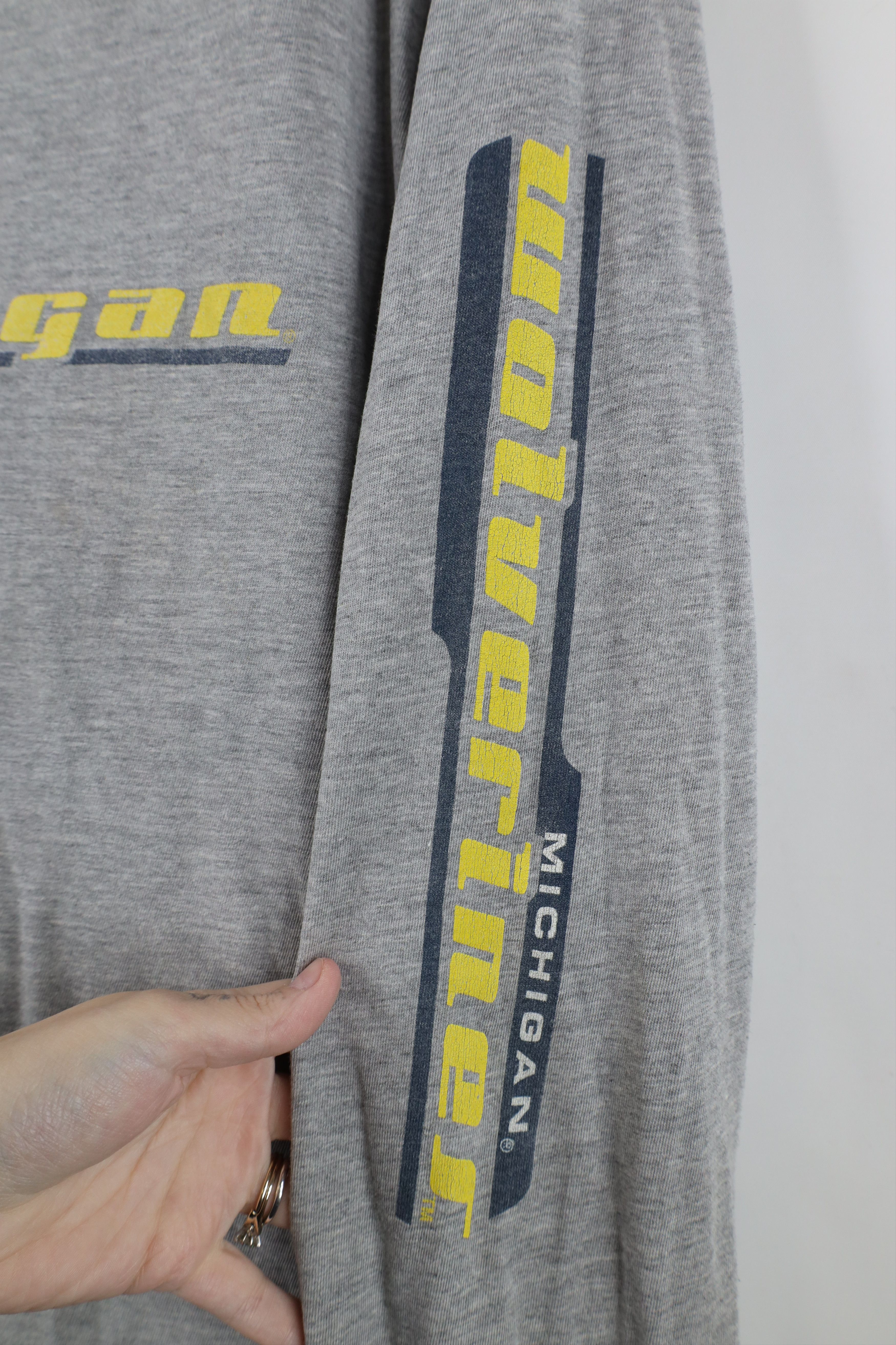 Vintage Vintage 90s Starter University Michigan Long Sleeve T-Shirt Size US XL / EU 56 / 4 - 4 Thumbnail