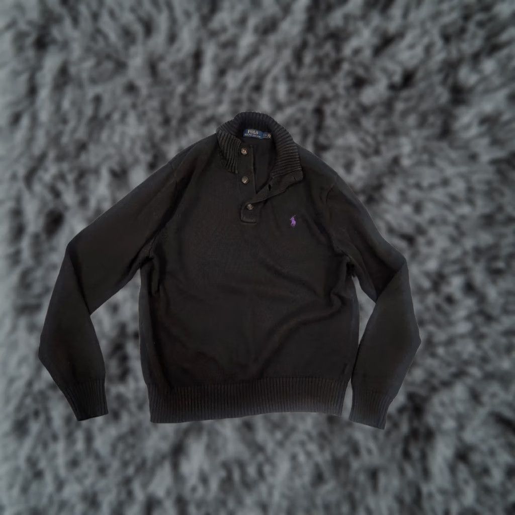 Polo Ralph Lauren VINTAGE Polo Ralph Lauren Black Cotton Knit Sweater 1/4 Button Polo Ralph Lauren Black Cotton Knit Sweater 1/4 Button Size US L / EU 52-54 / 3 - 1 Thumbnail
