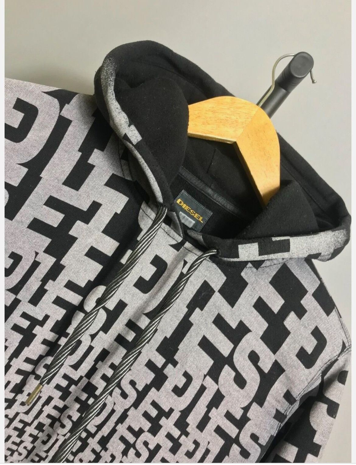 Designer × Diesel × Vintage Diesel MONOGRAM HOODIE Black Grey Mens y2k casual Size US M / EU 48-50 / 2 - 2 Thumbnail