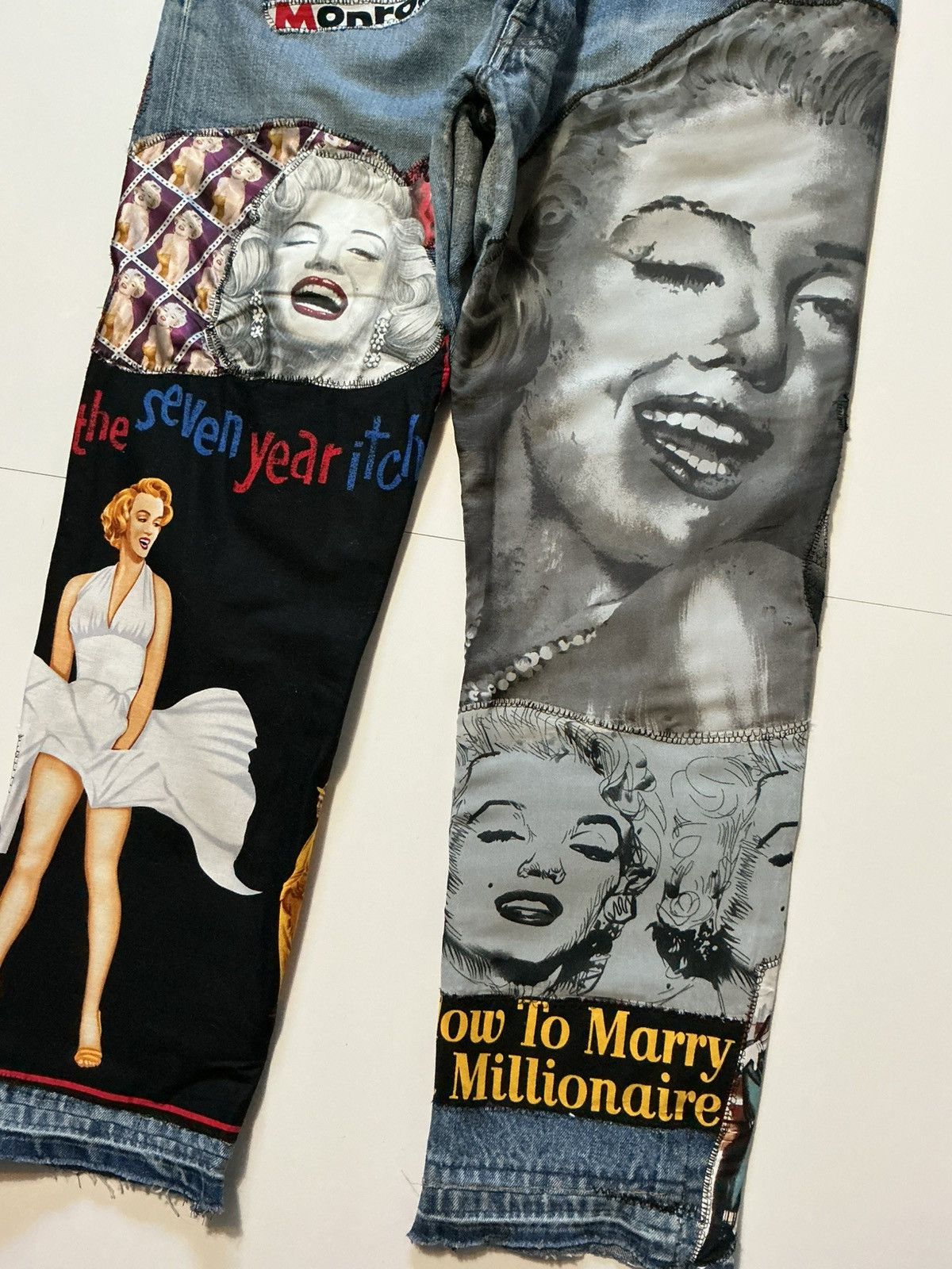 Levi's Levis Marilyn Monroe Patchwork OOAK 1Of1 Rework Denim Jeans Size US 36 / EU 52 - 5 Thumbnail