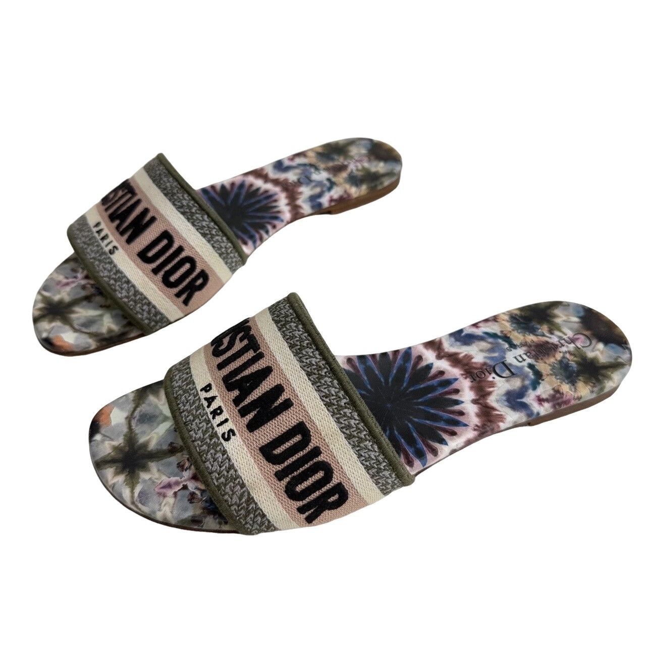 Dior Dior Tie-Dye Embroidered Slides Size 37 Size US 7 / IT 37 - 1 Thumbnail