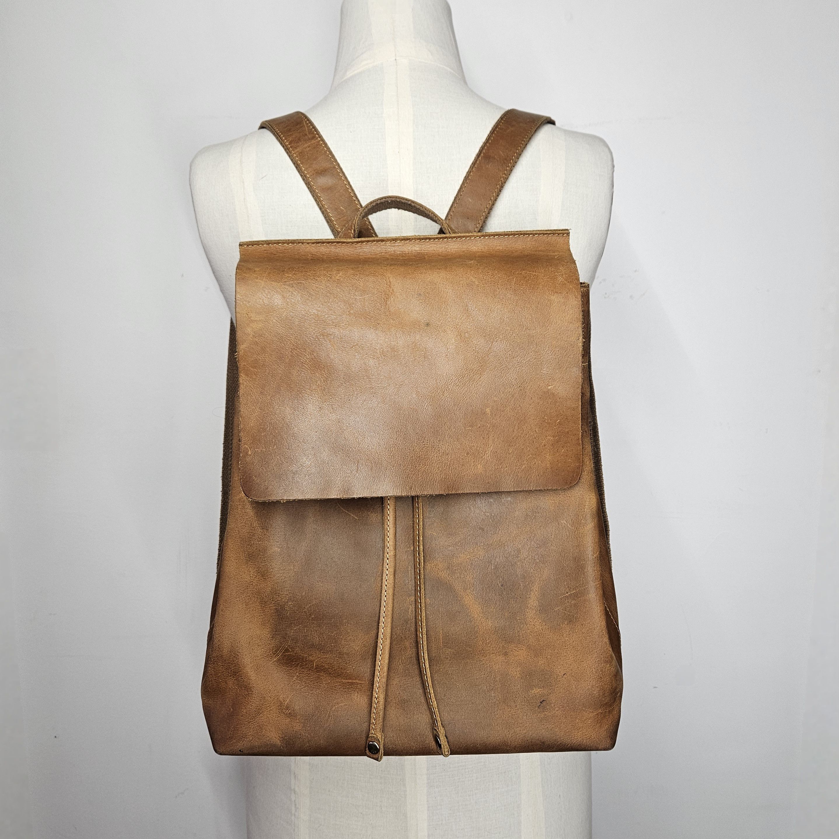 Other S-Zone 11x13x5.5" Backpack Unisex Leather Brown Adjustable Size ONE SIZE - 1 Thumbnail