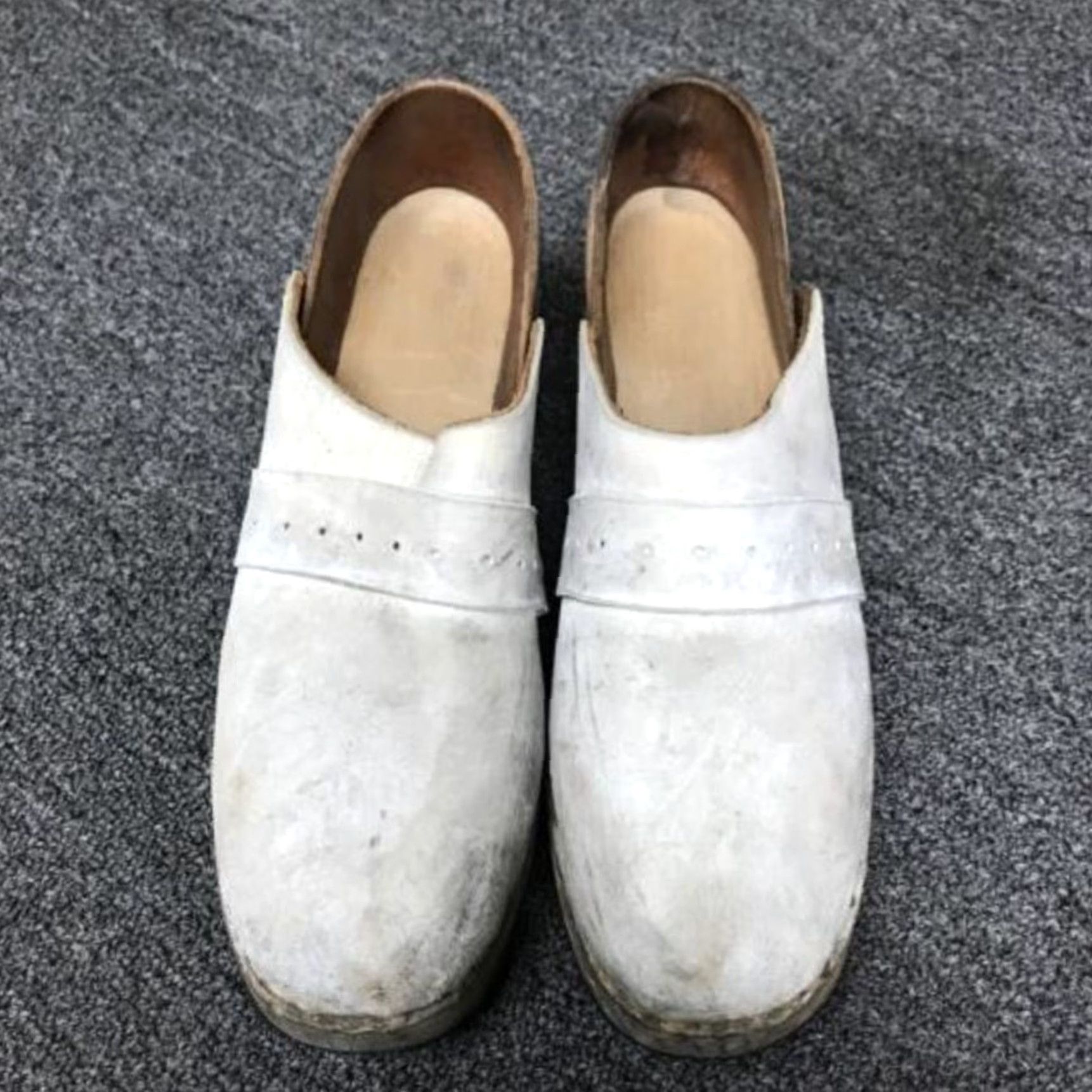 Vintage VINTAGE Handmade Clog Mule Women Leather White Brown Goodyear Soles 7 Accessories Size US 7 / IT 37 - 4 Thumbnail