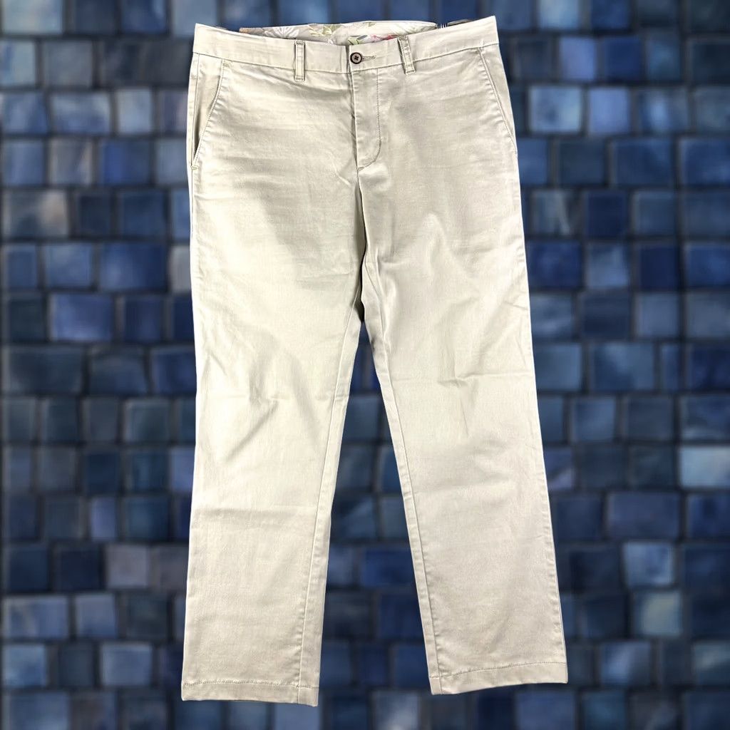 Tommy Bahama Tommy Bahama Pants Mens 35 Straight Leg Beige Chino Cotton Stretch Pockets Belt Loops Flat Front Zip Front Size US 35 - 1 Thumbnail