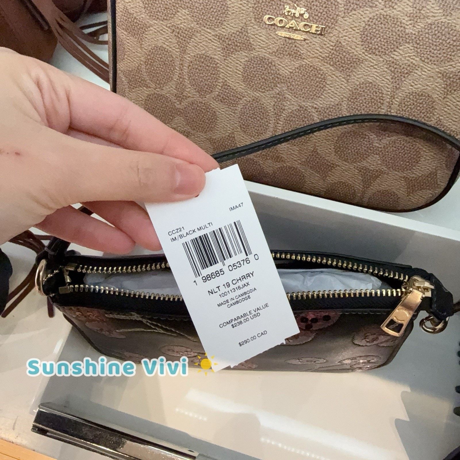 Coach NWT Coach Nolita 19 Cherry Print CCZ21 Gold/Black Multi Size ONE SIZE - 7 Thumbnail
