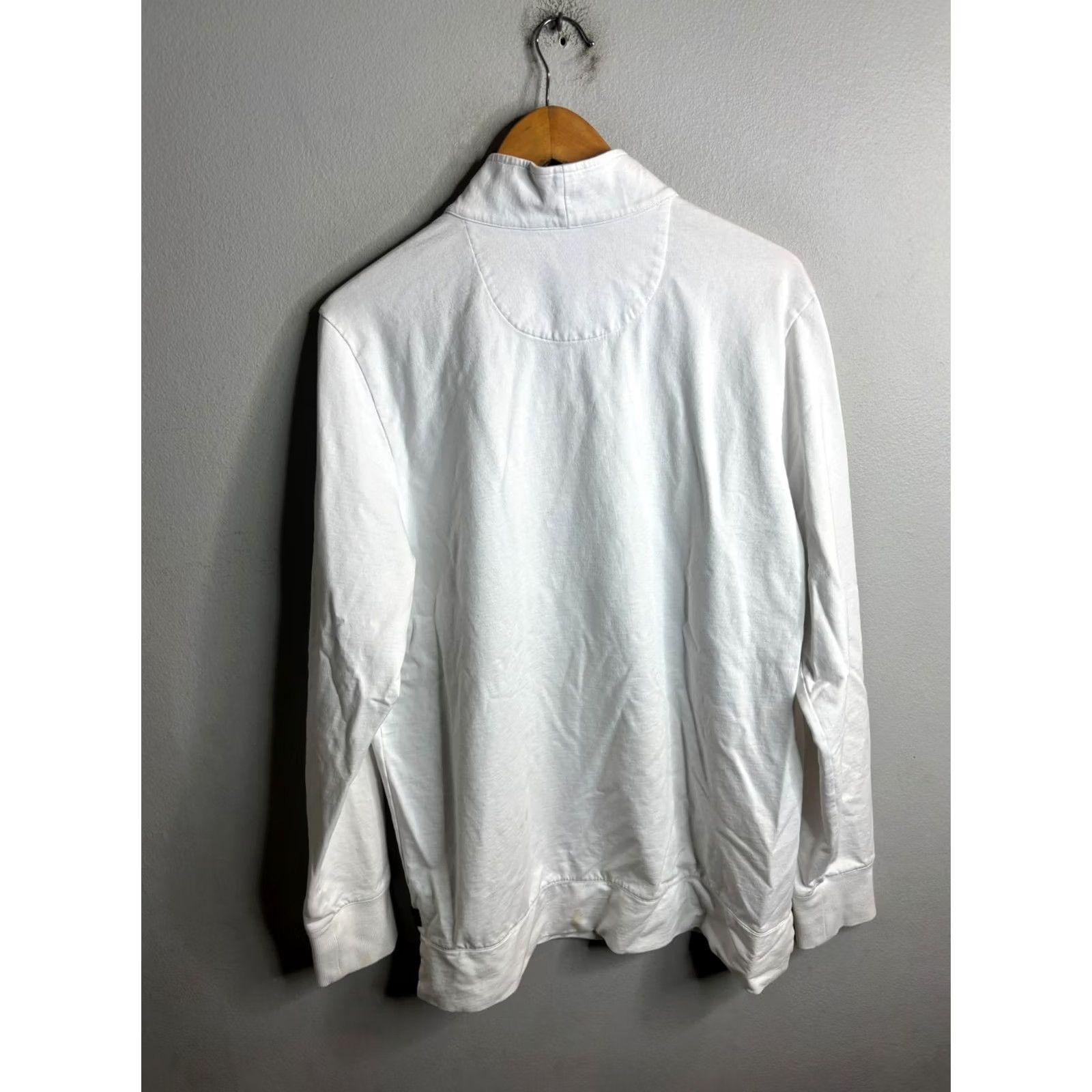 Vintage Good Man Brand-1/4 Zip Pullover Mens XL White Cotton Knit Sweatshirt Pullover Zipper 1/4 Zip Casual Shirt Sweater Winter Fall Spring 8/10 Size US XL / EU 56 / 4 - 4 Thumbnail