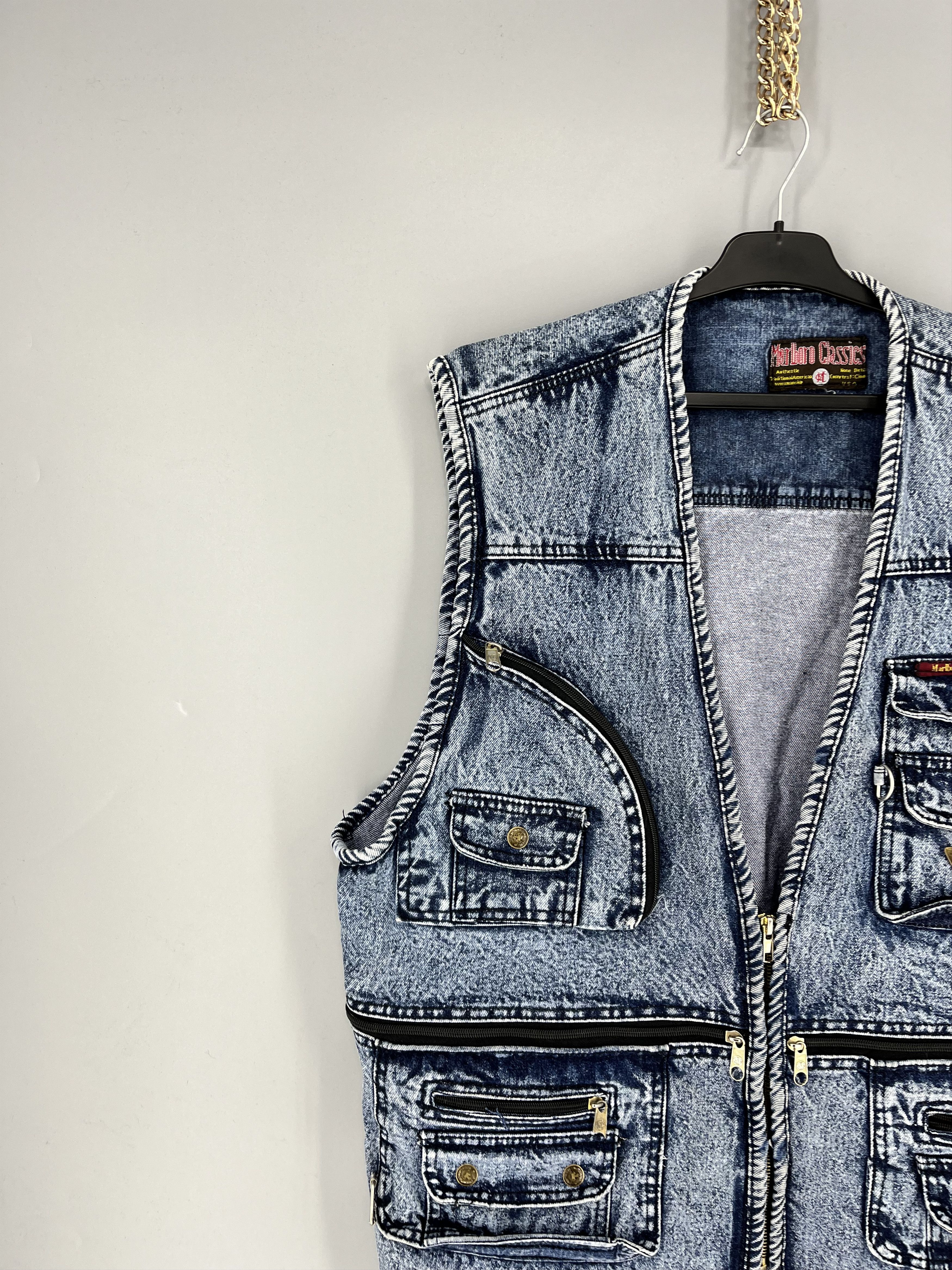 Marlboro Marlboro Classics Vintage Washed Multi-Pocket Denim Vest Size US M / EU 48-50 / 2 - 4 Thumbnail
