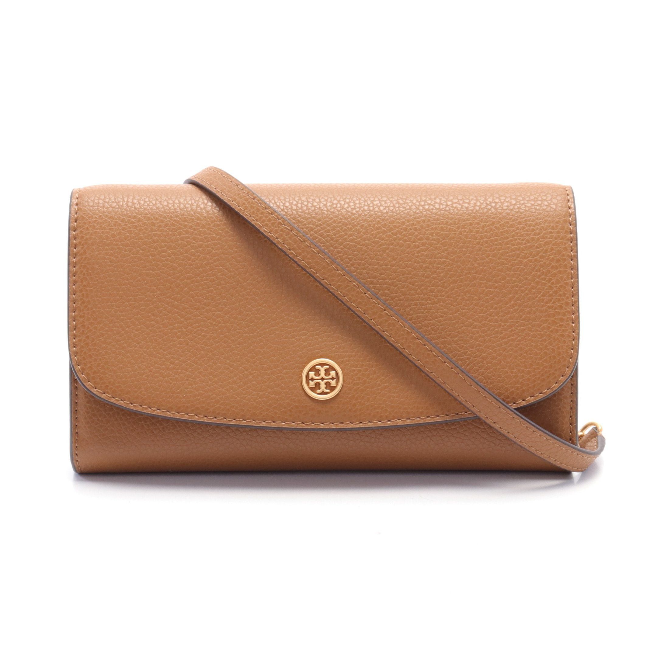 Tory Burch Tory Burch Robinson Chain Wallet Leather Brown Size ONE SIZE - 1 Thumbnail