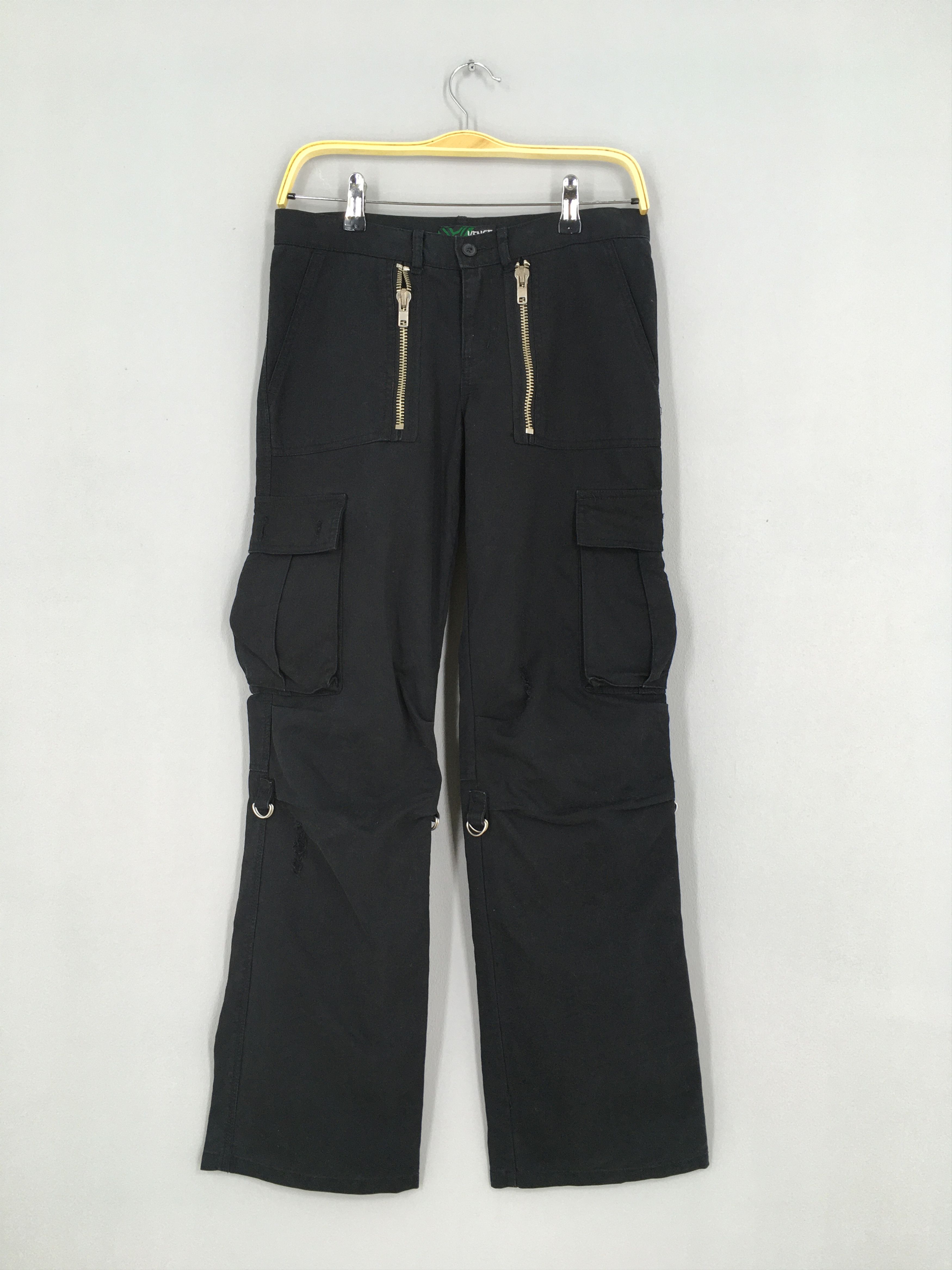 image of Designer Size 30X29.5 Vintage Vence Cargo Pants Black Straight Cut, Men's