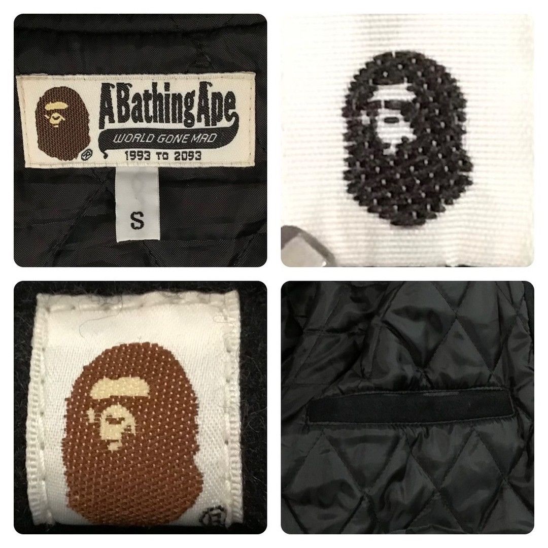 Bape × Nigo BAPE Leather sleeve varsity jacket black camo a bathing ape Size US S / EU 44-46 / 1 - 7 Thumbnail