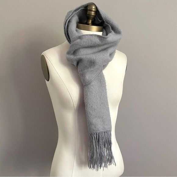 Other Icy Blue Alpaca Fringed Scarf - 80" long! 🦙 Size ONE SIZE - 1 Thumbnail