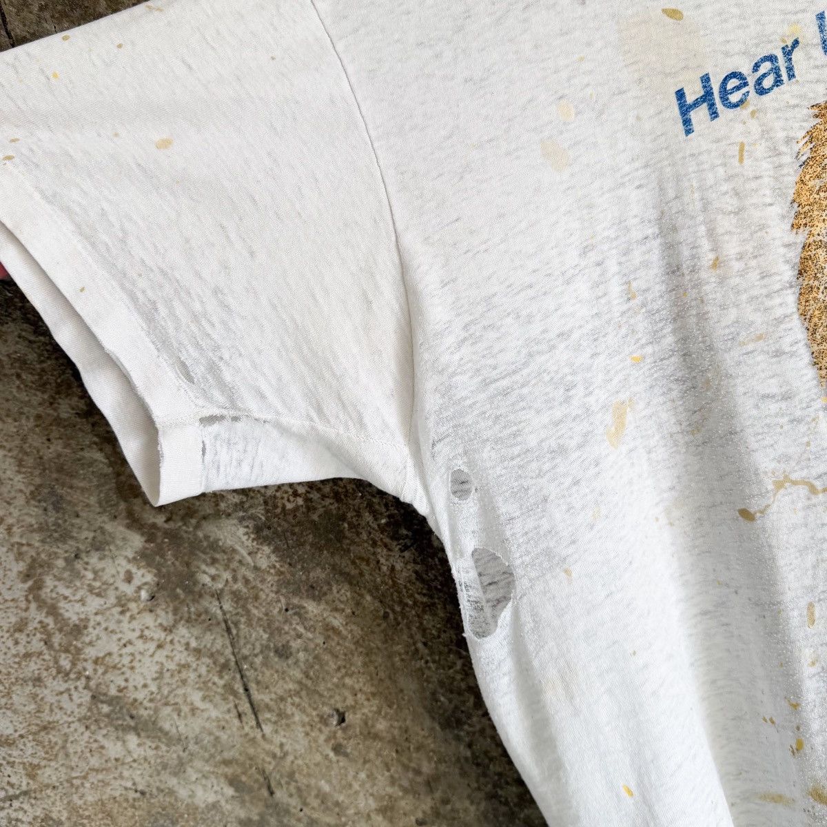 Band Tees 90s THRASHED Paper Thin Paint Splatter Food Lion T Shirt Size US XL / EU 56 / 4 - 5 Thumbnail
