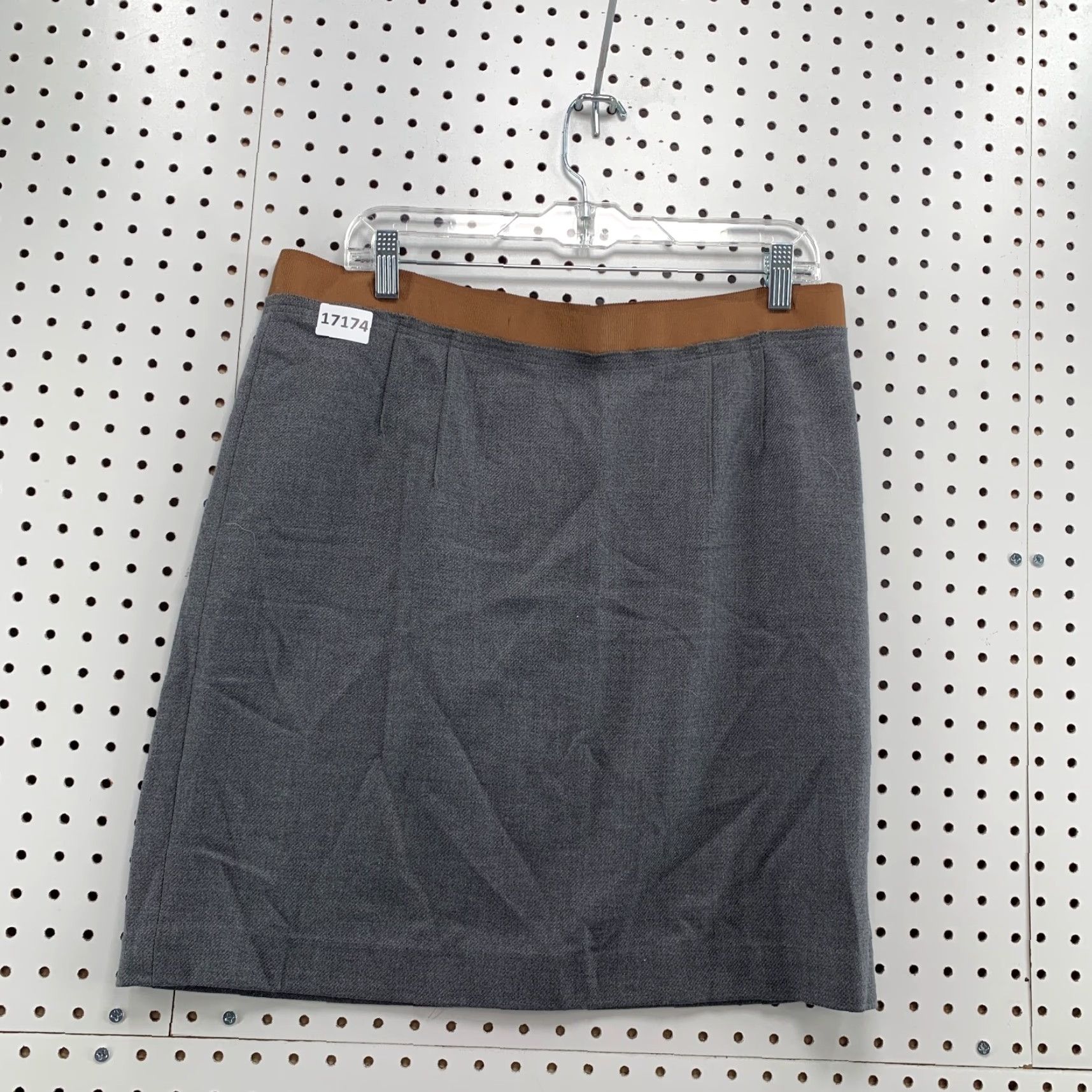 Loft VINTAGE LOFT Ann Taylor Skirt Women's 14 Gray Brown Trim Zipper NWT Size 36" / US 14 / IT 50 - 5 Thumbnail