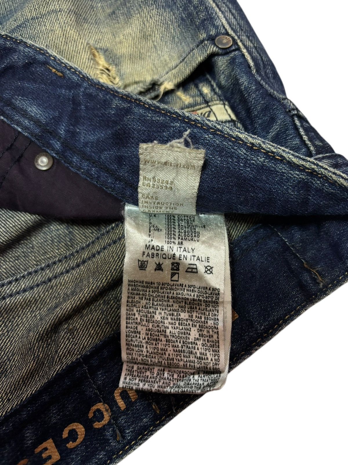 Diesel Vtg Italy Diesel Larkee Disconstructed Distress Jeans Size US 34 / EU 50 - 9 Thumbnail