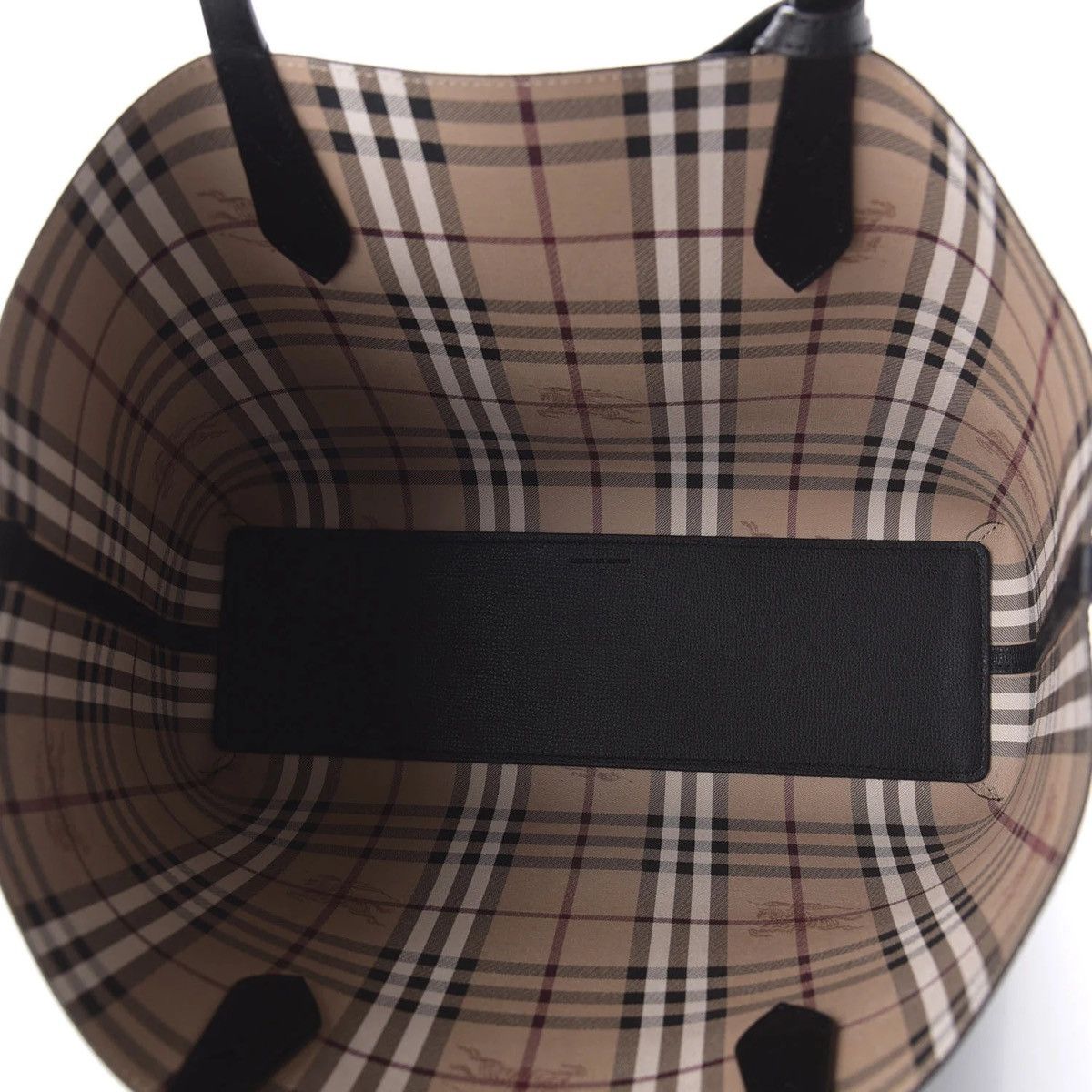 Burberry Grainy Calfskin Haymarket Check Medium Reversible Tote Black Size ONE SIZE - 9 Thumbnail