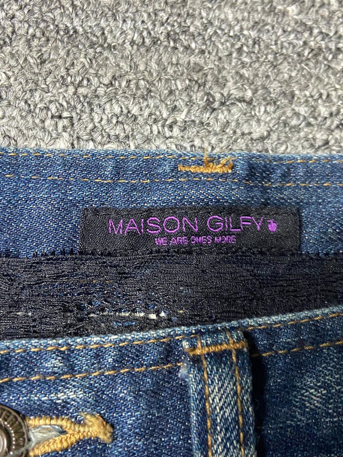Japanese Brand Maison Gilfy Denim Mini Skirt with Lace & Zipper (158) Size 30" / US 8 / IT 44 - 7 Thumbnail