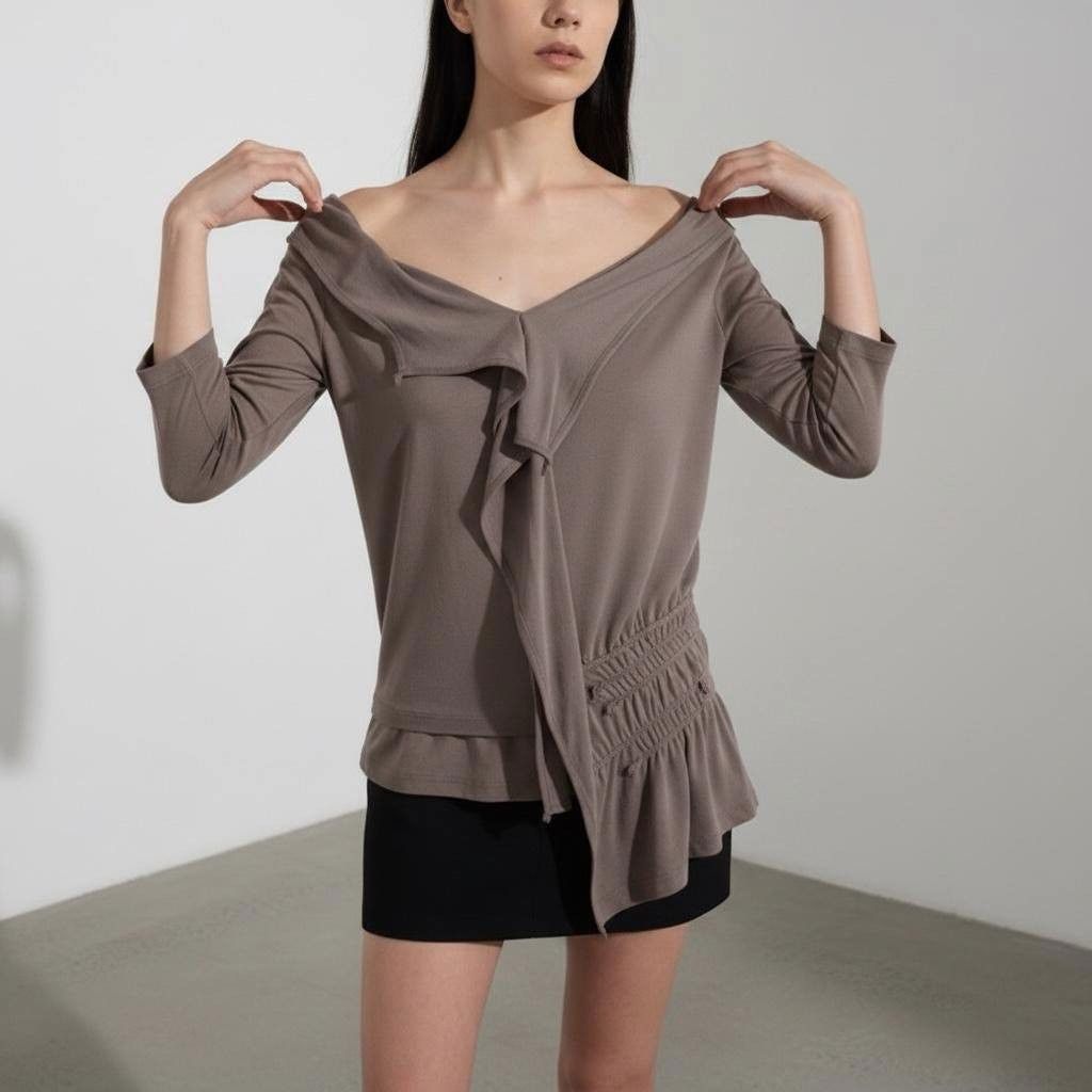 Other The Cop Copine Asymmetrical Ruched Top Size ONE SIZE - 2 Thumbnail