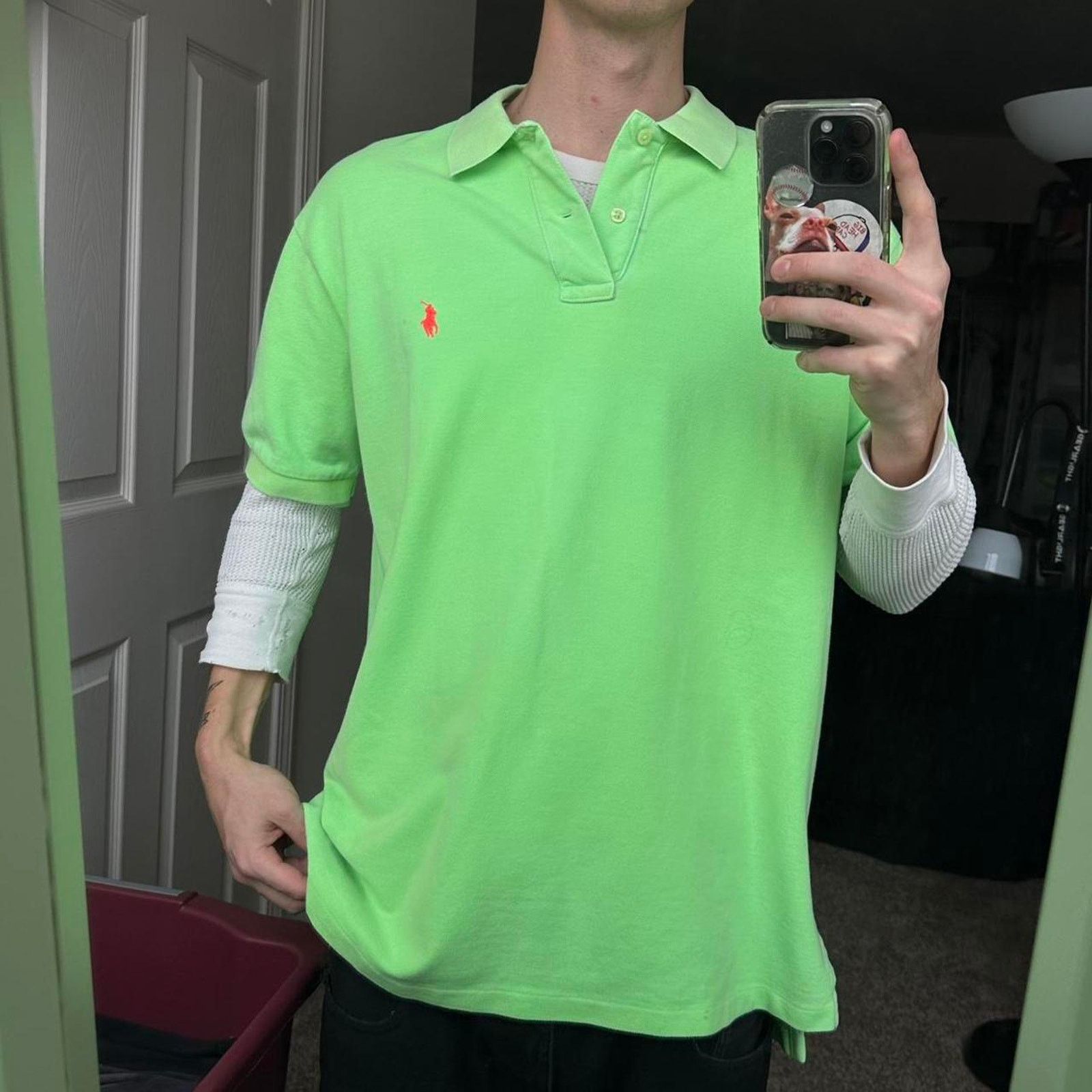 Polo Ralph Lauren Green Orange Polo Ralph Lauren Embroidered Polo Size US XL / EU 56 / 4 - 1 Thumbnail