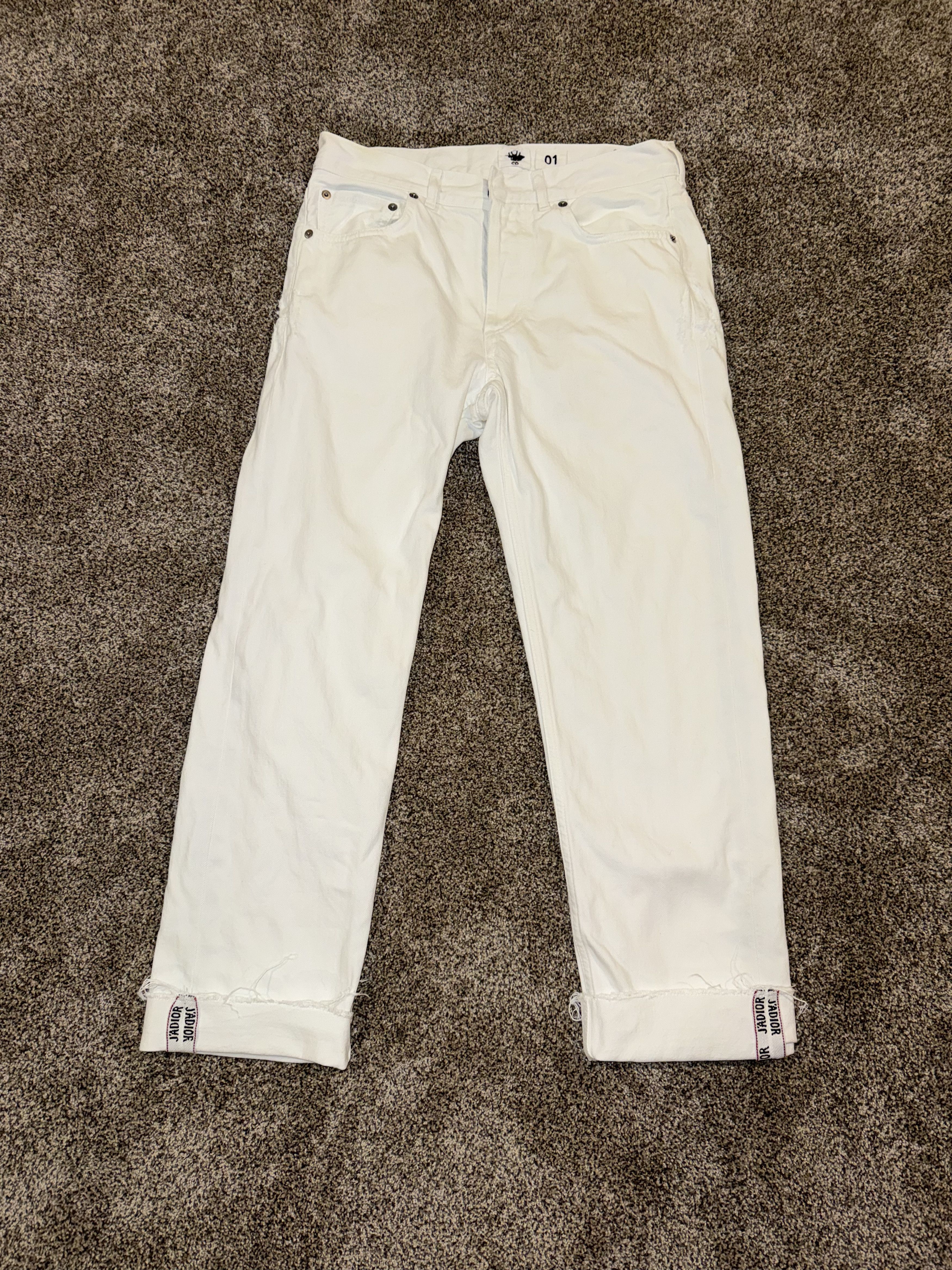 Dior Dior Crop White Denim Jeans Button Fly Fold Up Hem Size 28" / US 6 / IT 42 - 1 Thumbnail