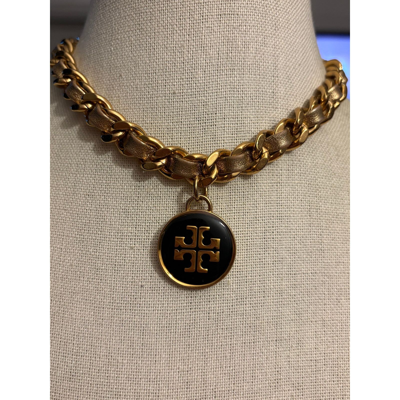Tory Burch Tory Burch Logo Medallion Chunky Chain Necklace 14" Size ONE SIZE - 3 Thumbnail