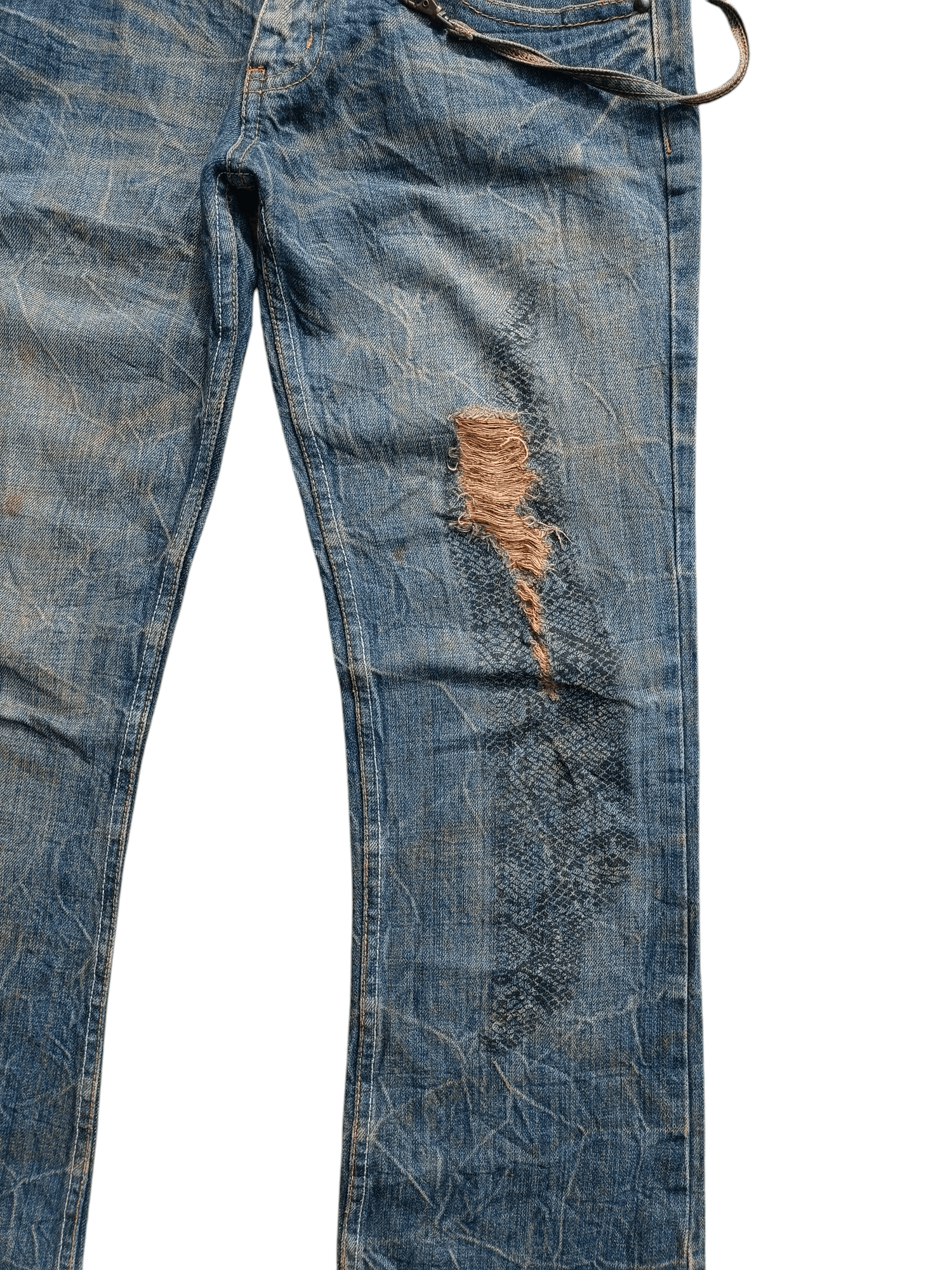 Japanese Brand FLARED Midas Japanese Machiavel Distressed Whiskers Jeans Size US 32 / EU 48 - 18 Thumbnail