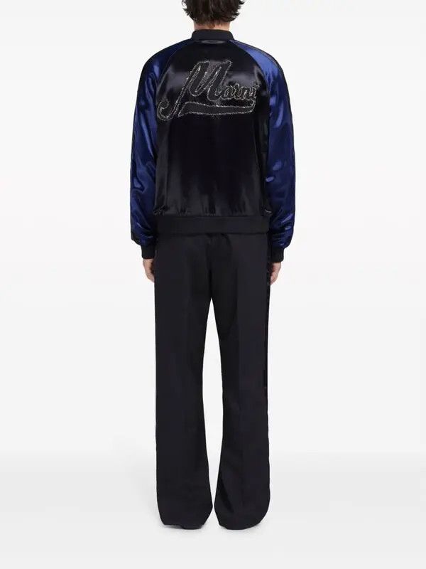 Marni o1w1db11125 Logo-Embroidered Satin Bomber Jacket in Blue Size US XL / EU 56 / 4 - 4 Thumbnail