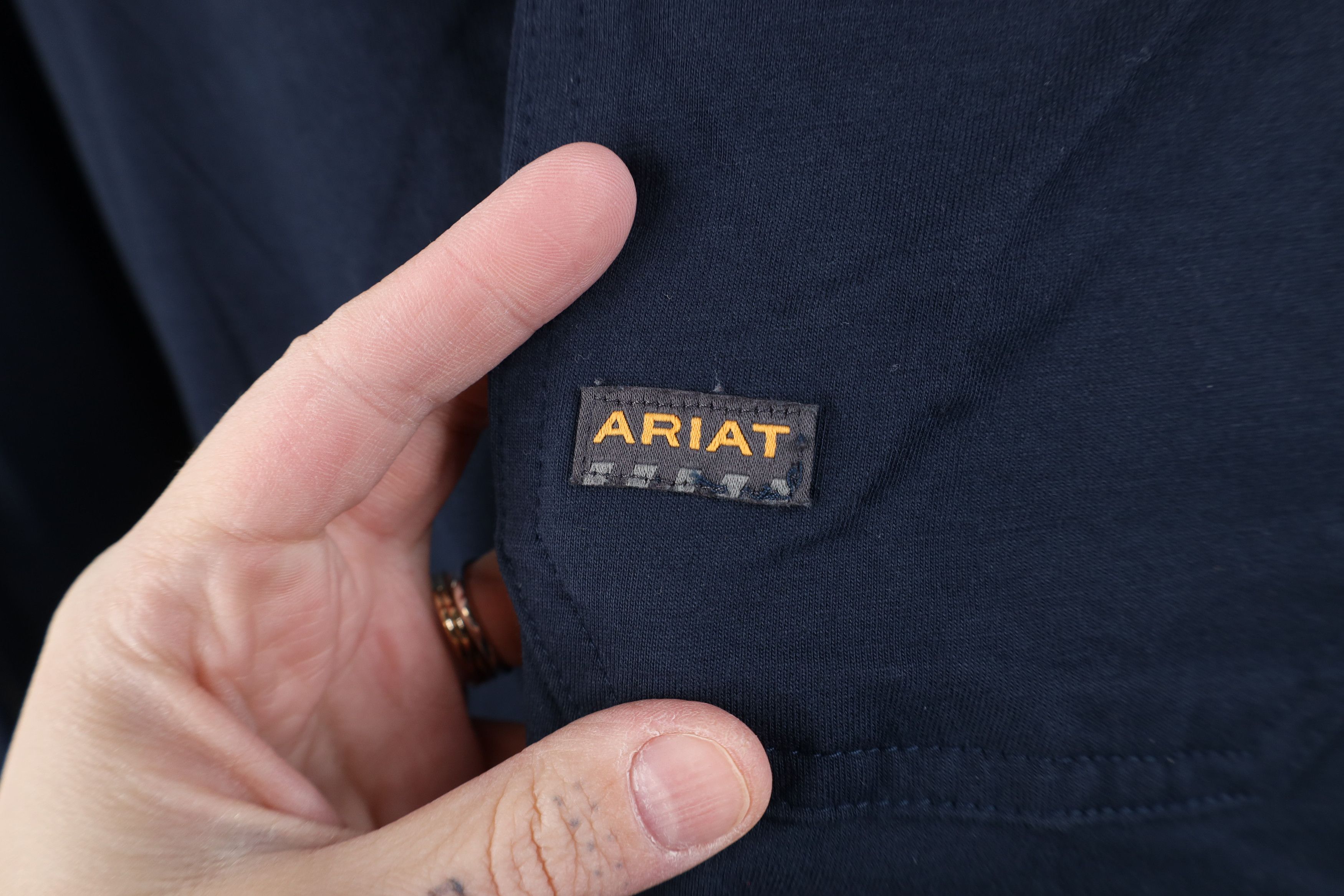 Ariat Ariat Rebar Long Sleeve Pocket T-Shirt Navy Blue Workwear Size US XL / EU 56 / 4 - 4 Thumbnail