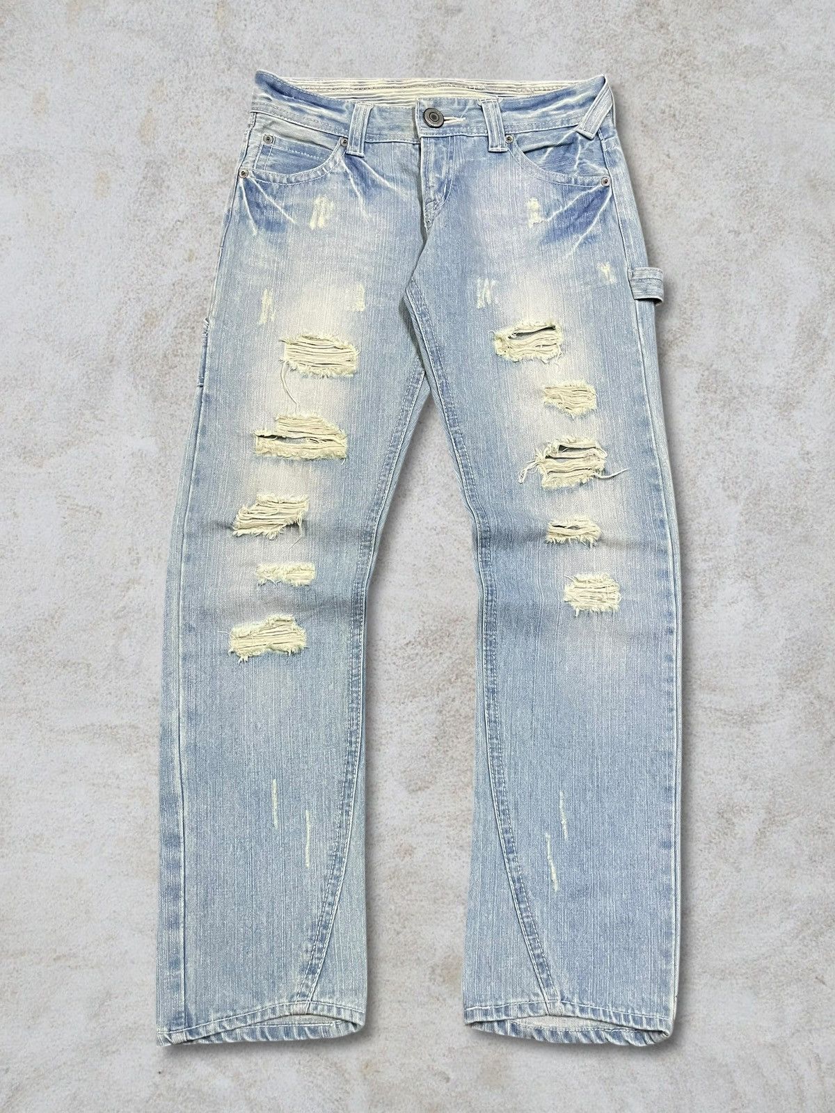 Japanese Brand Vintage Japanese Sick Carpenter Distressed Faded Wash Jeans Size US 31 - 1 Thumbnail