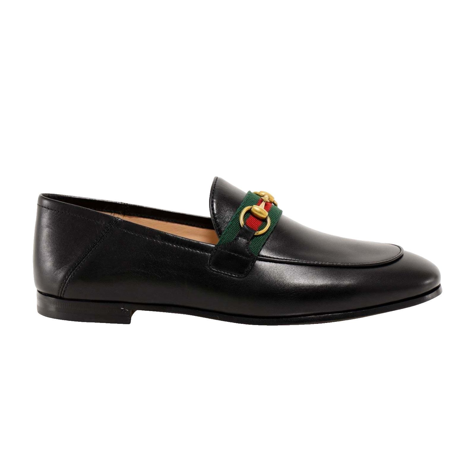 Gucci Black Leather Web Horsebit Slipper Flat Loafer 36.5 Size US 6.5 / IT 36.5 - 1 Thumbnail