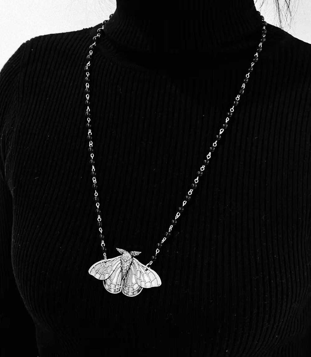 Jewelry Rosary Vintage Moth Charm Long Necklace Size ONE SIZE - 1 Thumbnail