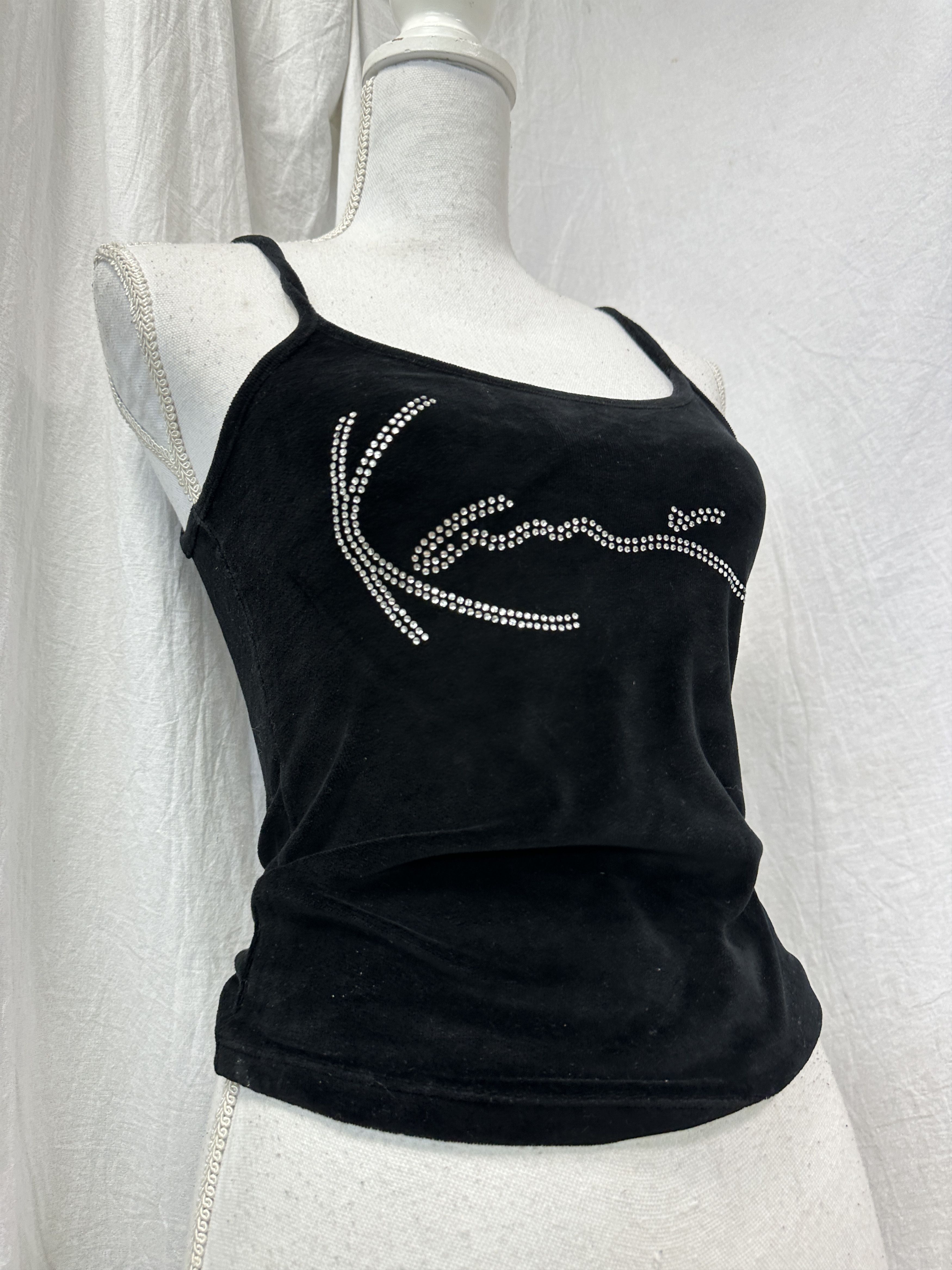 Karl Kani Vintage Velvet Old Money Rhinestones Karl Kani Top Y2K Size XS / US 0-2 / IT 36-38 - 1 Thumbnail