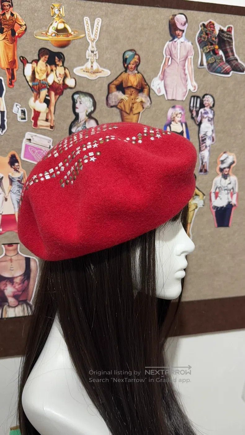 Vivienne Westwood Vivienne Westwood Rare Red Stud Saturn Beret Size ONE SIZE - 3 Thumbnail