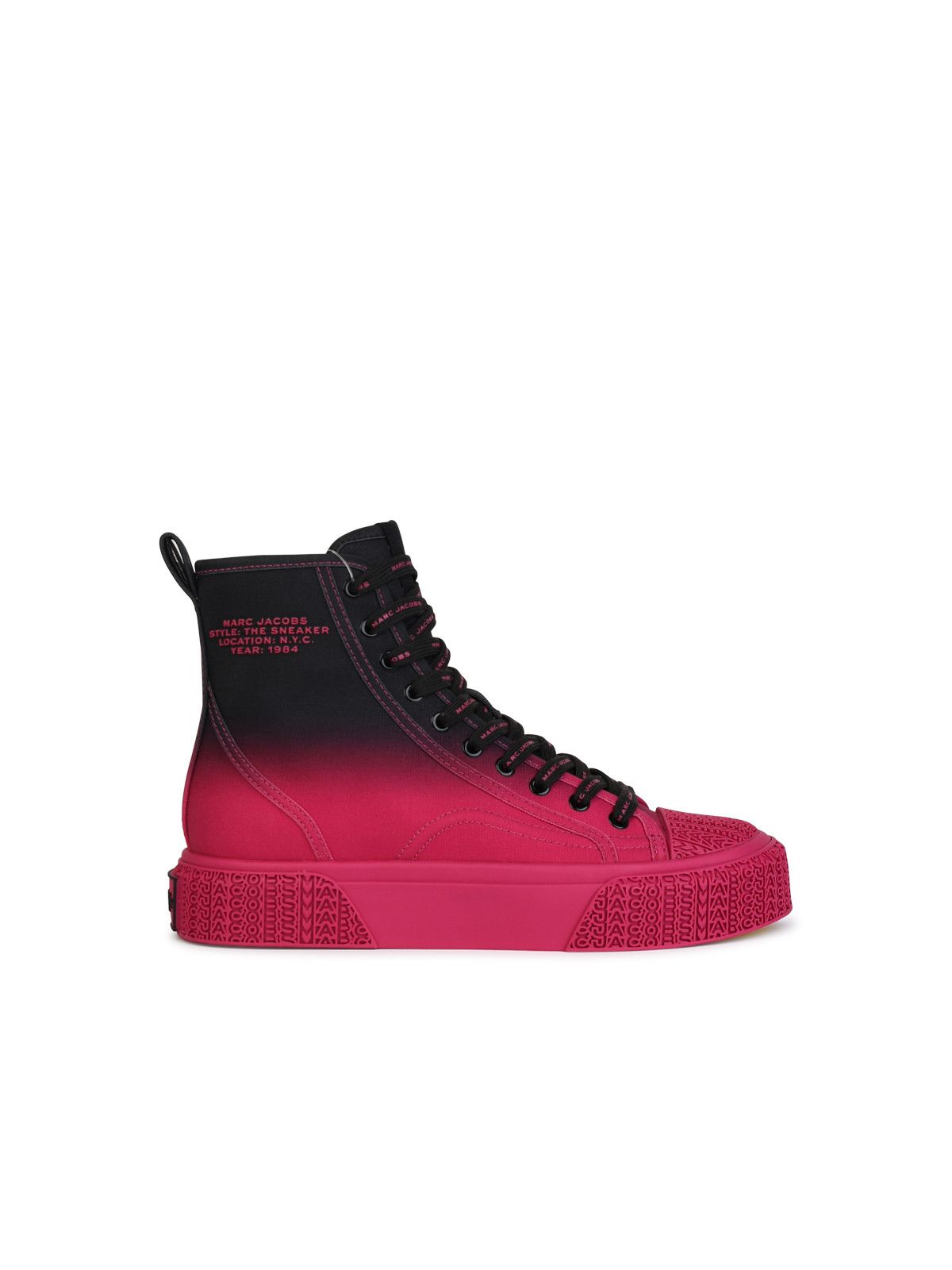 image of Marc Jacobs (The) 'hight Top' Black And Fuchsia Tela Sneakers, Women's (Size 9)
