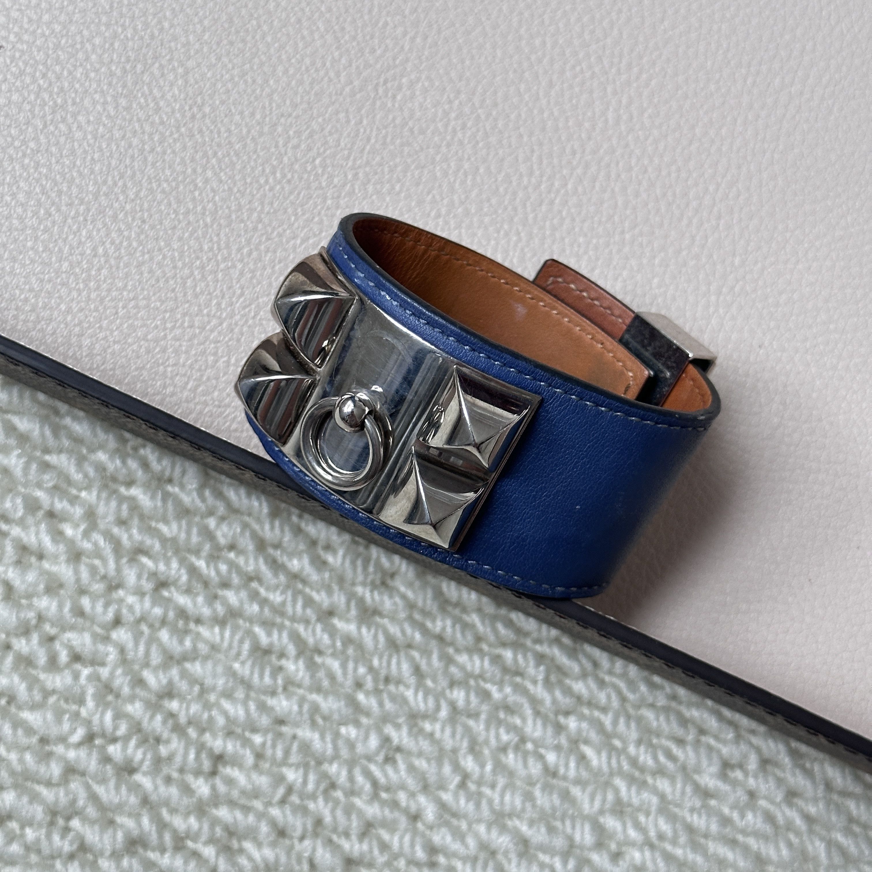 Hermes HERMÈS BLUE LEATHER COLLIER DE CHIEN BRACELET Size ONE SIZE - 12 Thumbnail