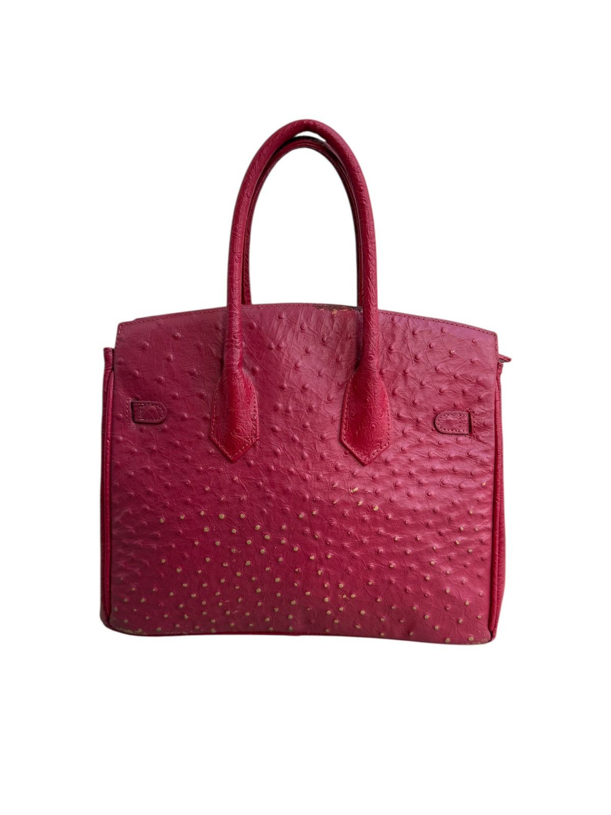 Handmade RARE ‼️ Vintage Ostrich Leather Red ‘Birkin’ Red Kelly Bag Size ONE SIZE - 2 Thumbnail