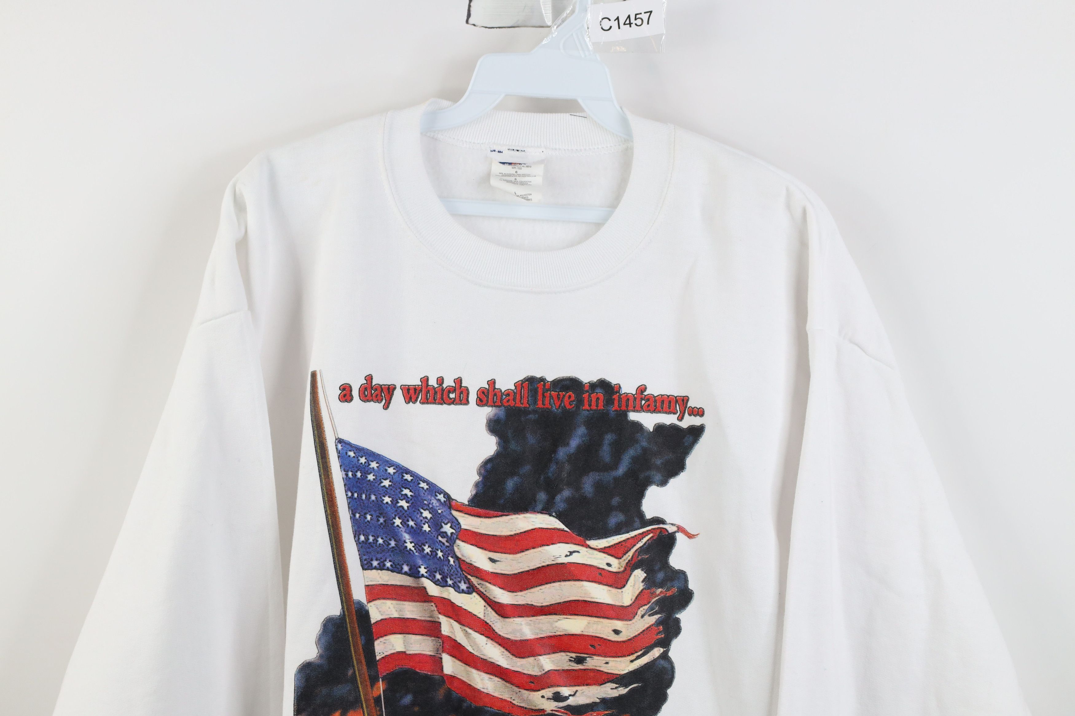 Vintage Vintage Y2K 2001 World Trade Center Flag Sweatshirt White Size US L / EU 52-54 / 3 - 2 Thumbnail