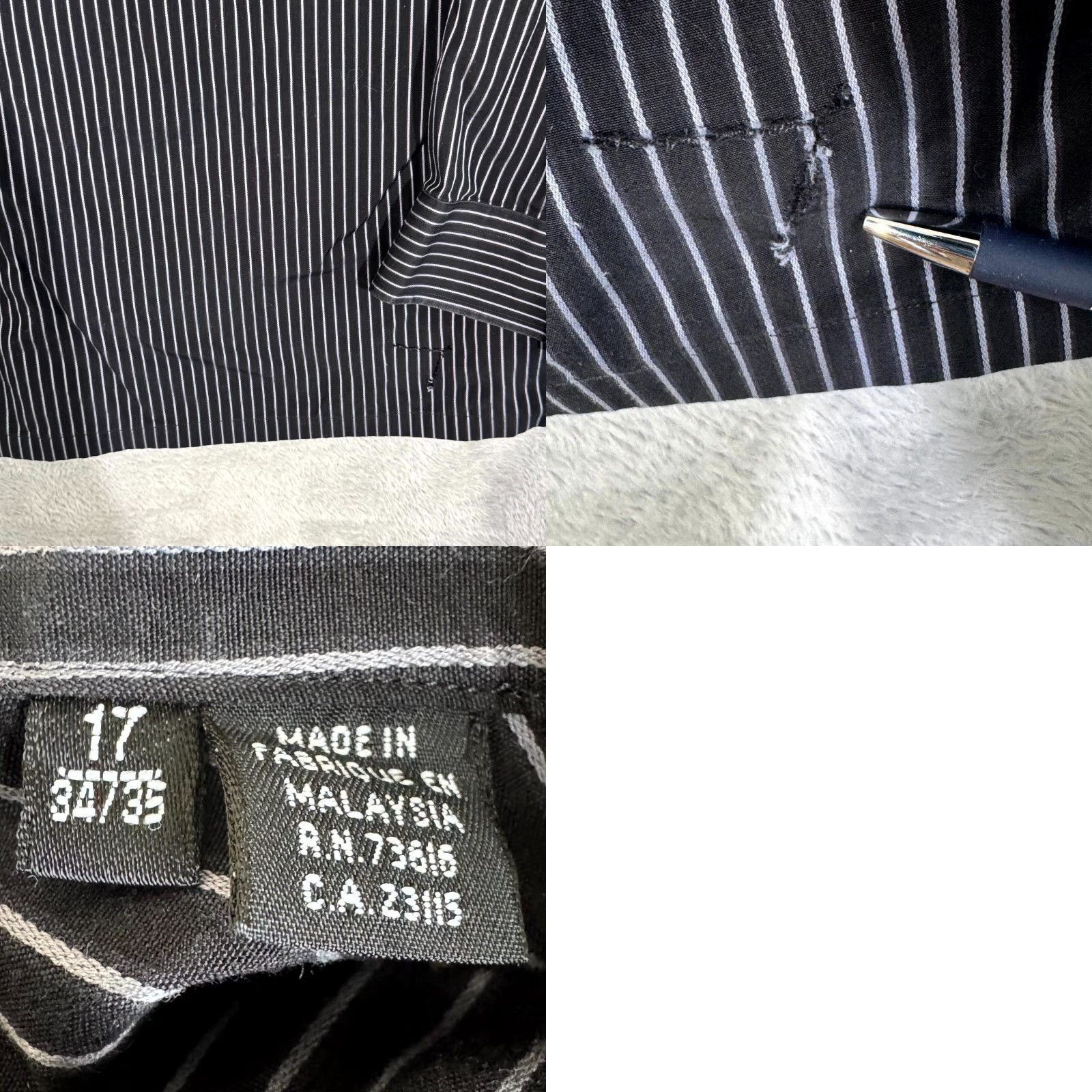 Hugo Boss HUGO BOSS Dress Shirt 17 (34/35) Black Pinstripe Long Sleeve Button-Up Mens Shirt Size 46R - 9 Thumbnail