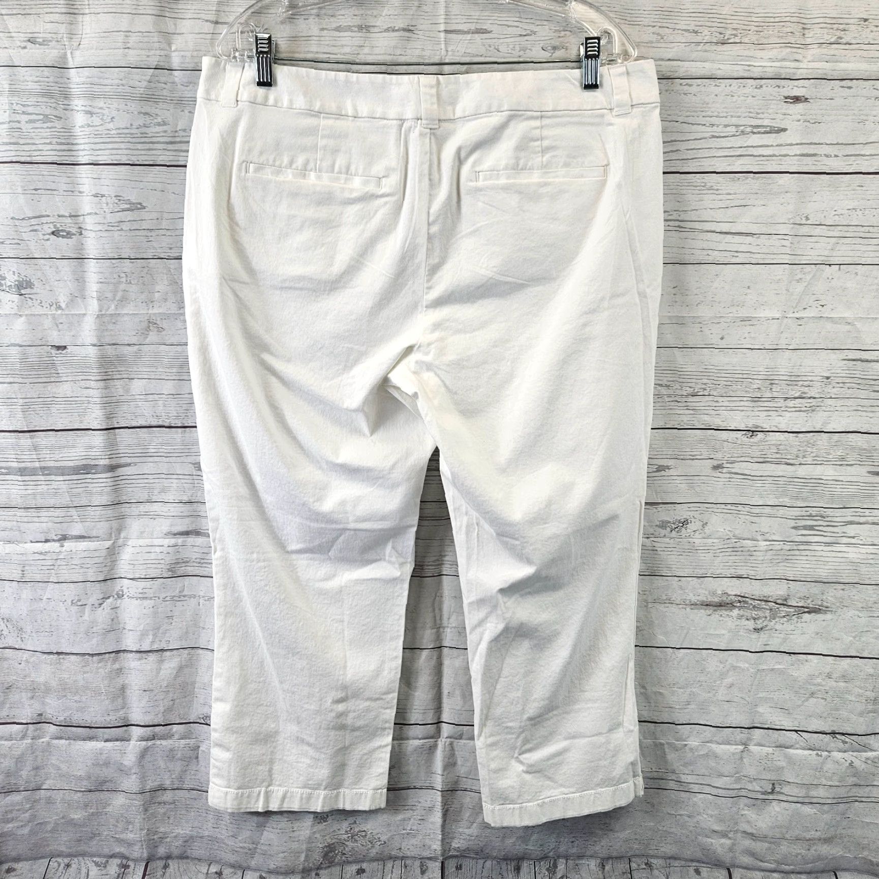 Loft VINTAGE LOFT Ann Taylor WOMENS Cropped Pants Sz 12 White Mid Rise Cotton Blend Crop Pants Womens 12 White Size 34" / US 12 / IT 48 - 3 Thumbnail