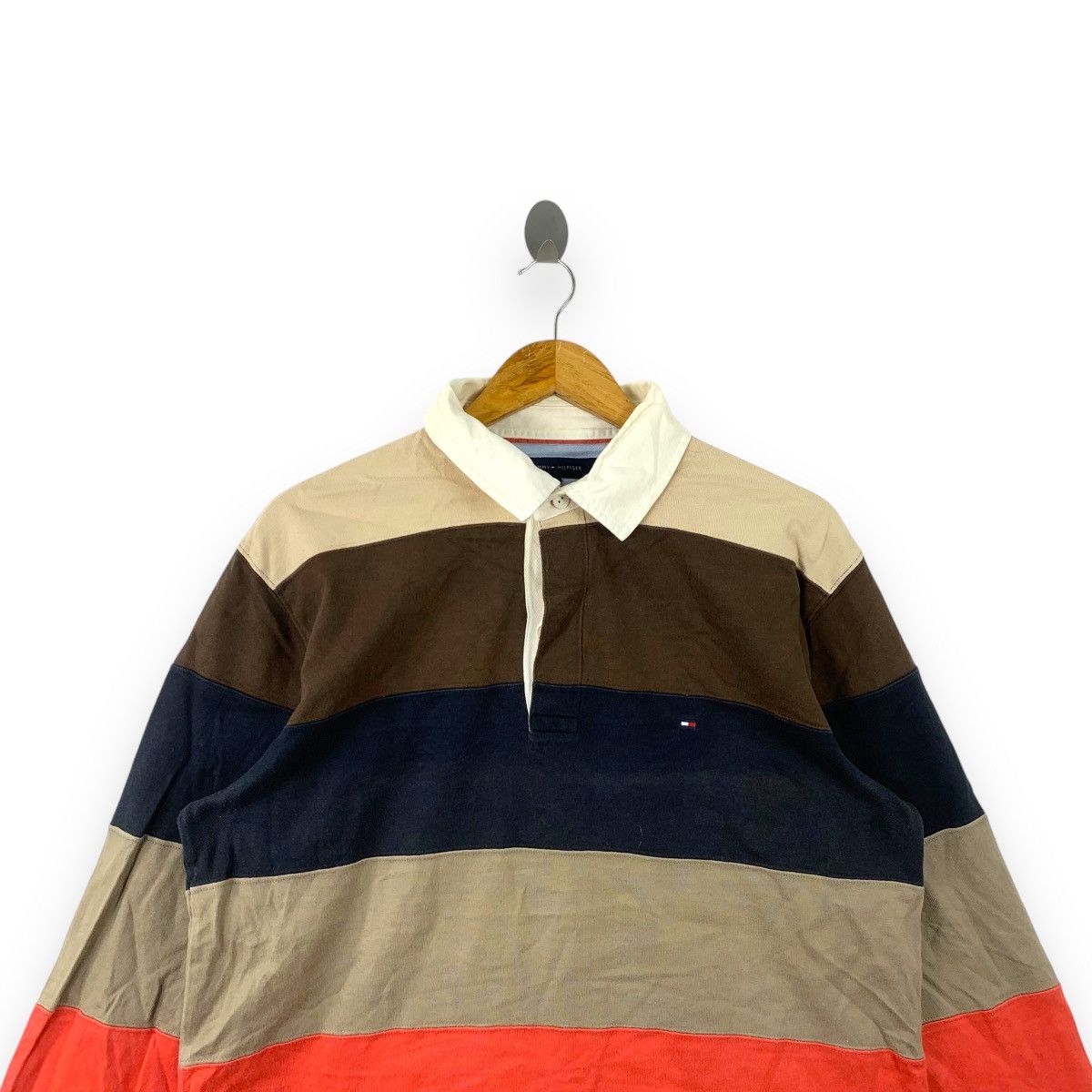 Tommy Hilfiger Vintage TOMMY HILFIGER USA Striped Rugby Polo Tee Shirt Size US L / EU 52-54 / 3 - 2 Thumbnail