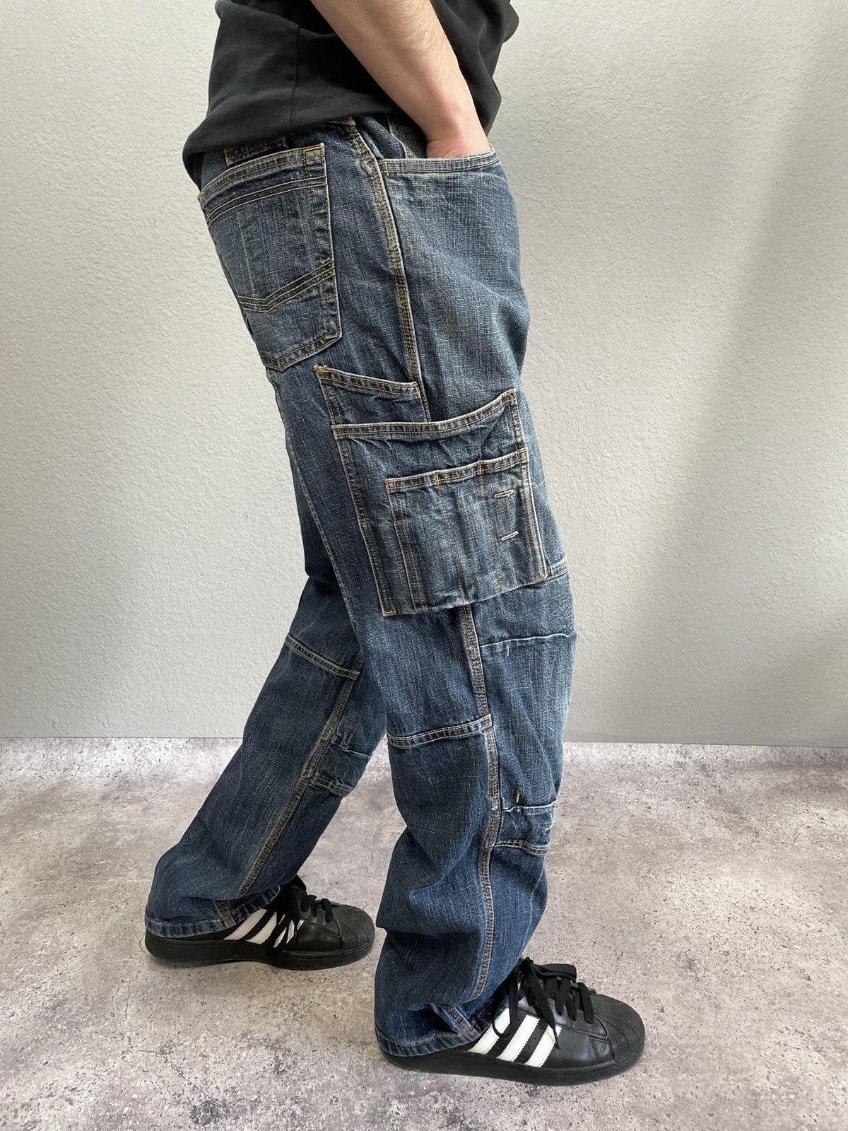 Diesel Vintage 00s Distressed Avant Garde Diesel Cargo Jeans Pants Size US 33 - 2 Thumbnail