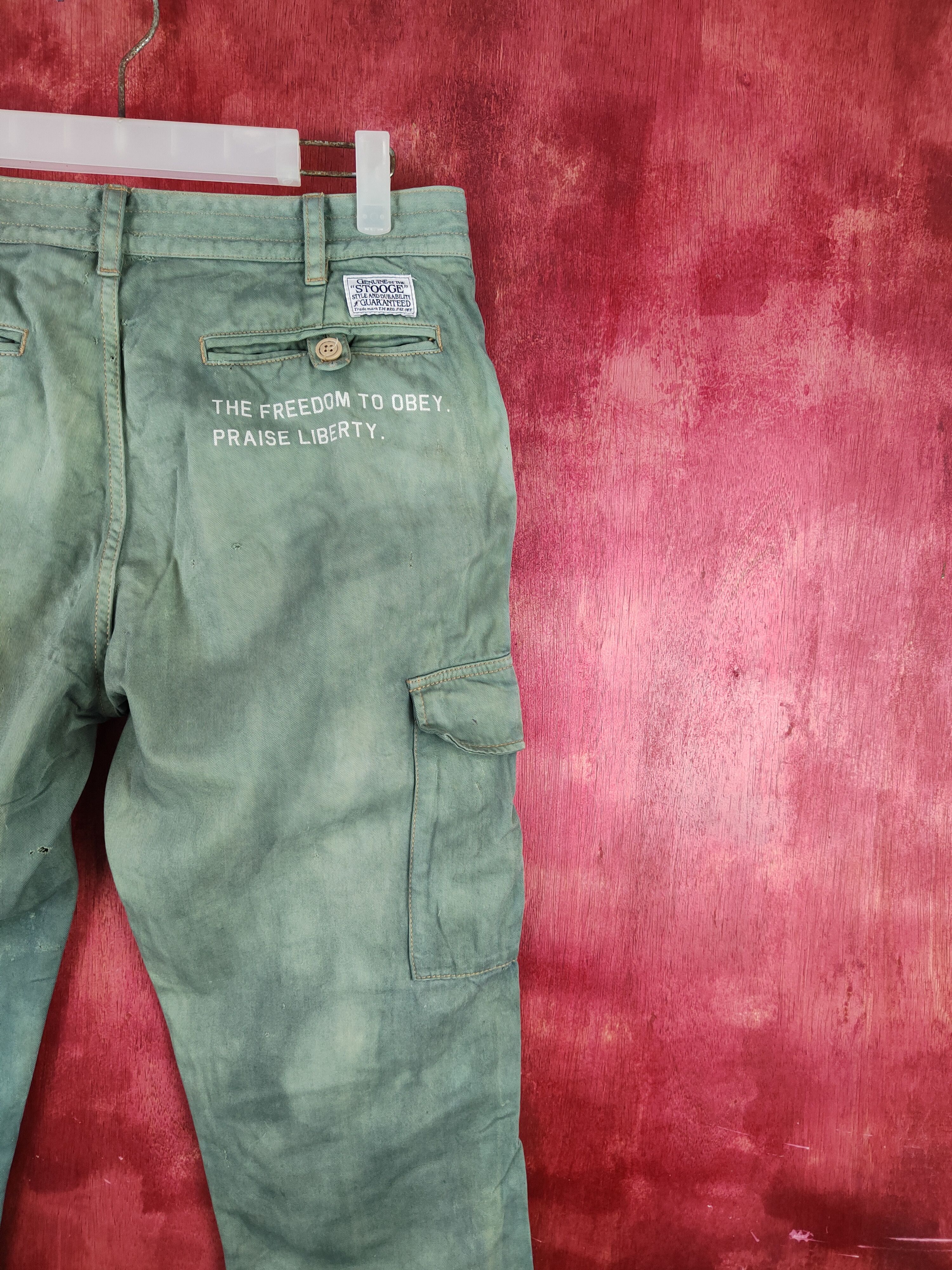 Japanese Brand Stooge&co Green Faded Multipocket Cargo Pants #S2014 Size US 30 / EU 46 - 13 Thumbnail