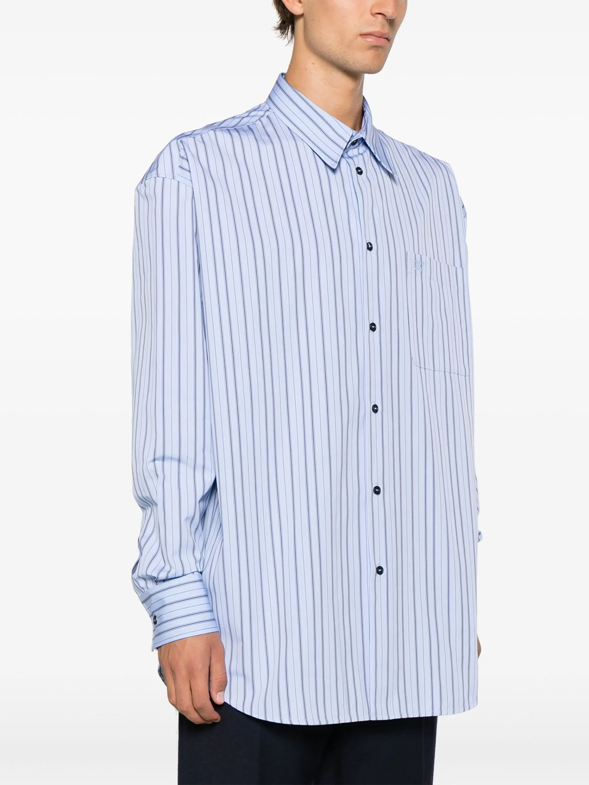 Off-White o1y0325 Logo Striped Shirt in Sky Blue Size US M / EU 48-50 / 2 - 3 Thumbnail