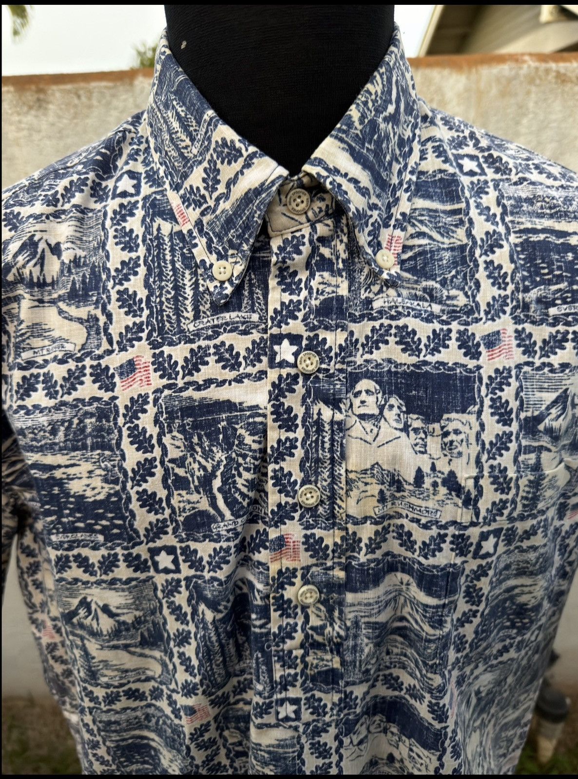 Reyn Spooner PreOwned Reyn Spooner National Parks Men's L Blue Pullover Size US L / EU 52-54 / 3 - 3 Thumbnail