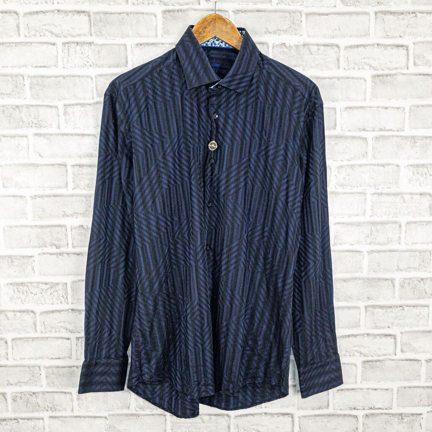Other BERTIGO Men's Long Sleeve Button up Shirt Blue Geo Stripe Size US L / EU 52-54 / 3 - 1 Thumbnail