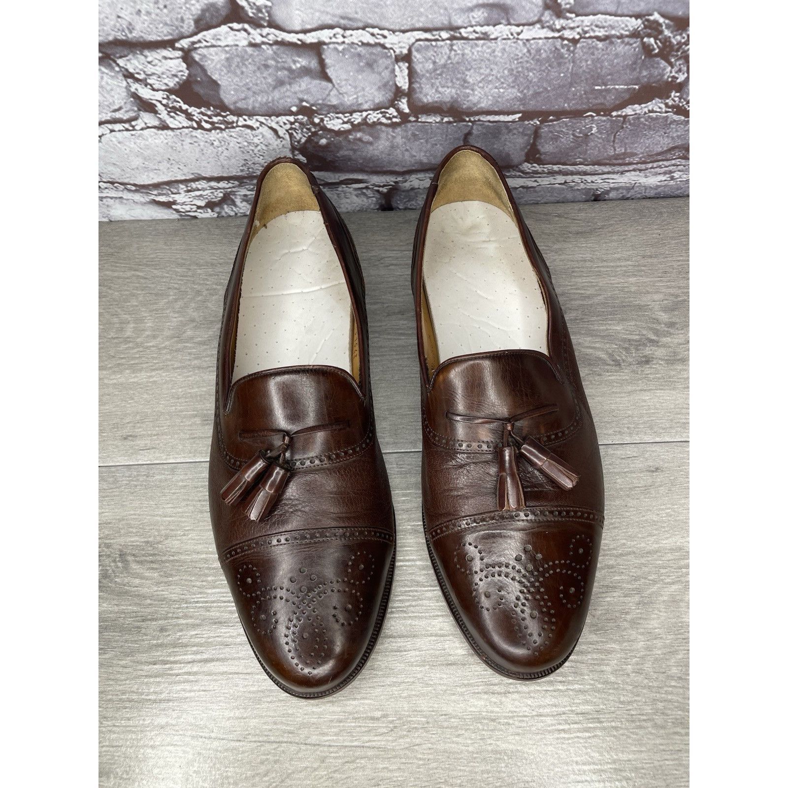 Mezlan Mezlan Havana Brown Leather WingTip Cap Toe Loafers Dress Sh Size US 11 / EU 44 - 11 Thumbnail